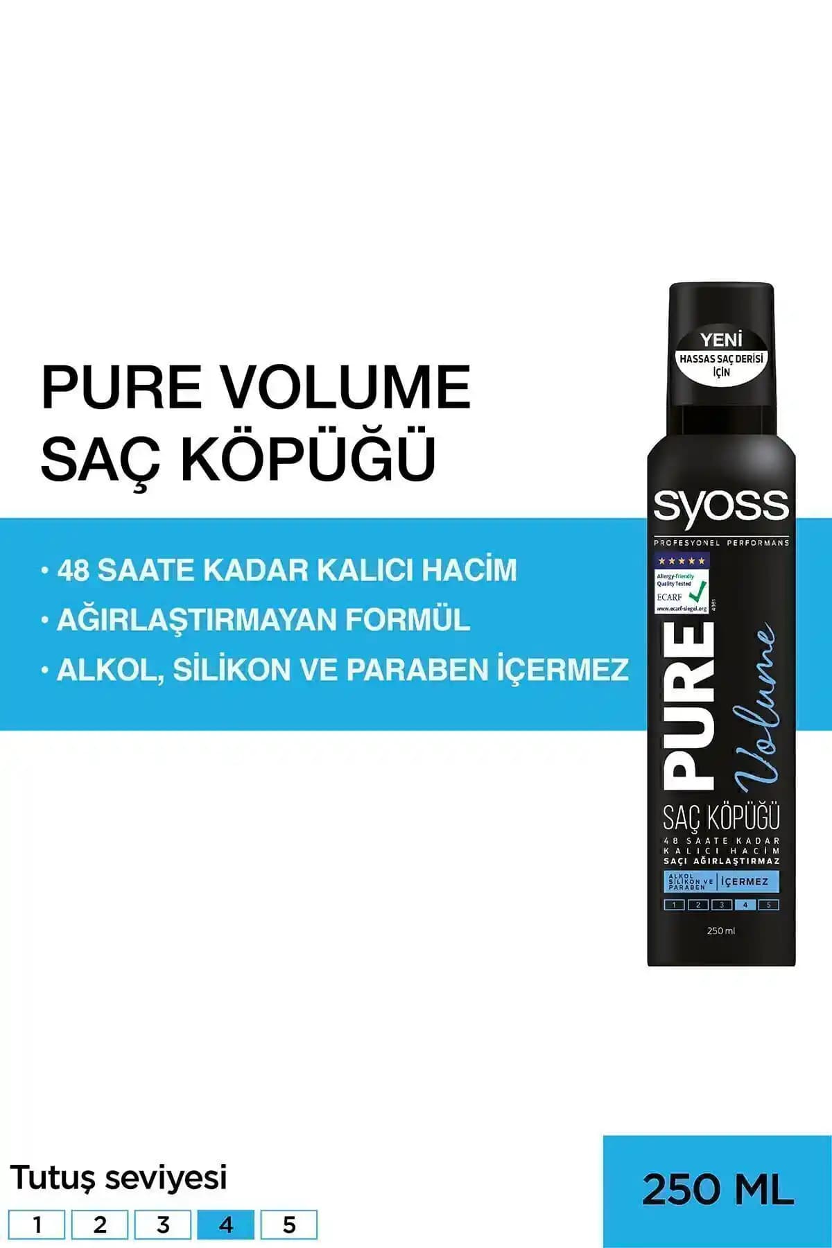 Syoss Pure Volume Saç Köpüğü Hacim ve Doğallık Sunan Vegan Saç Bakım Ürünü