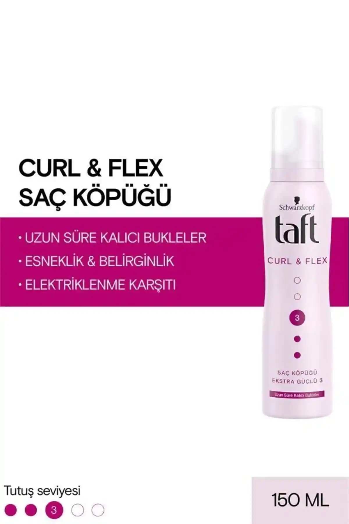 Taft Curl & Flex Saç Köpüğü 150ml ile Belirgin Bukleler ve Hacim Kazanın