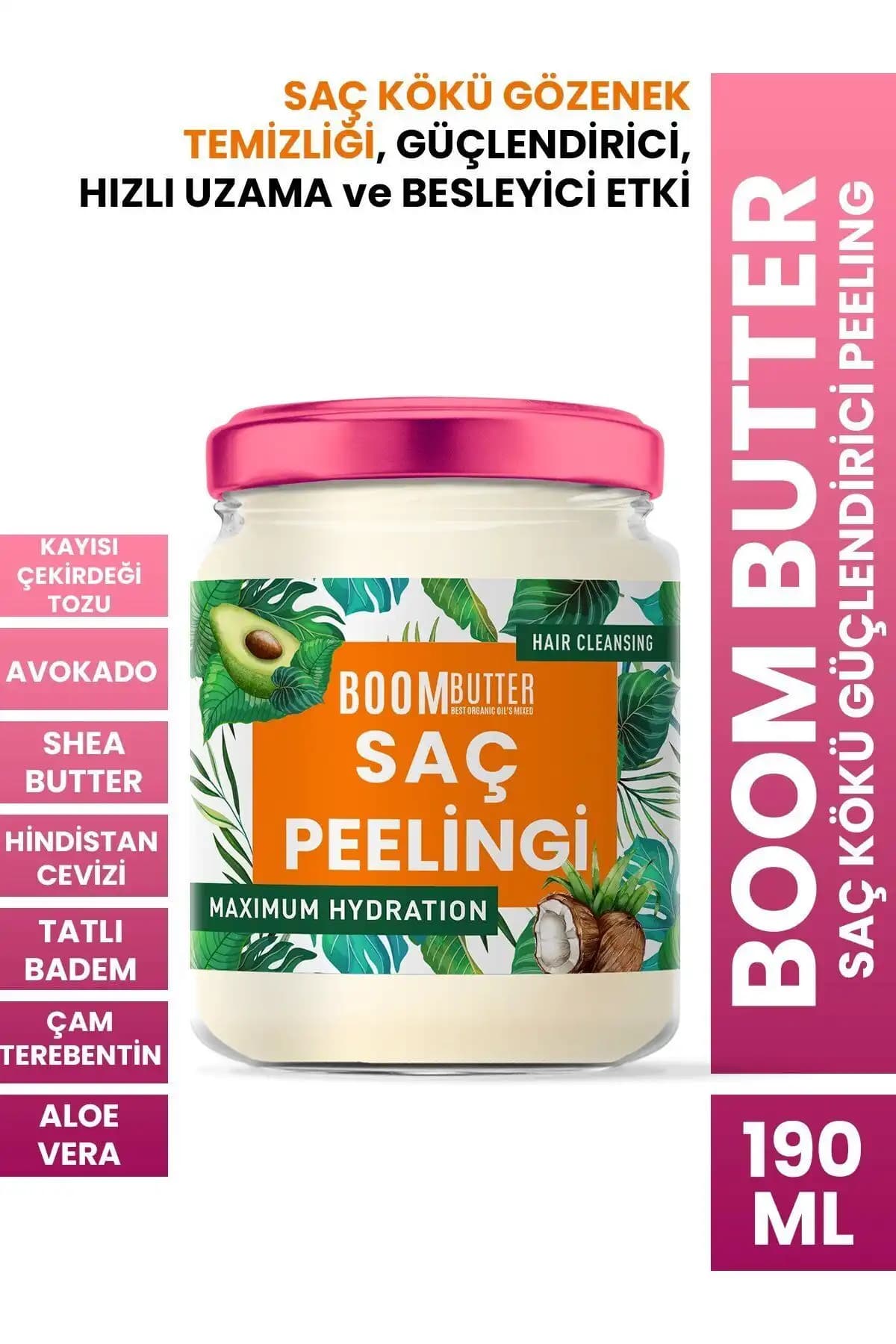 BOOM BUTTER Saç Kökü Güçlendirici Peelingi: Doğal İçeriklerle Saç Derisini Temizleyen Ürün