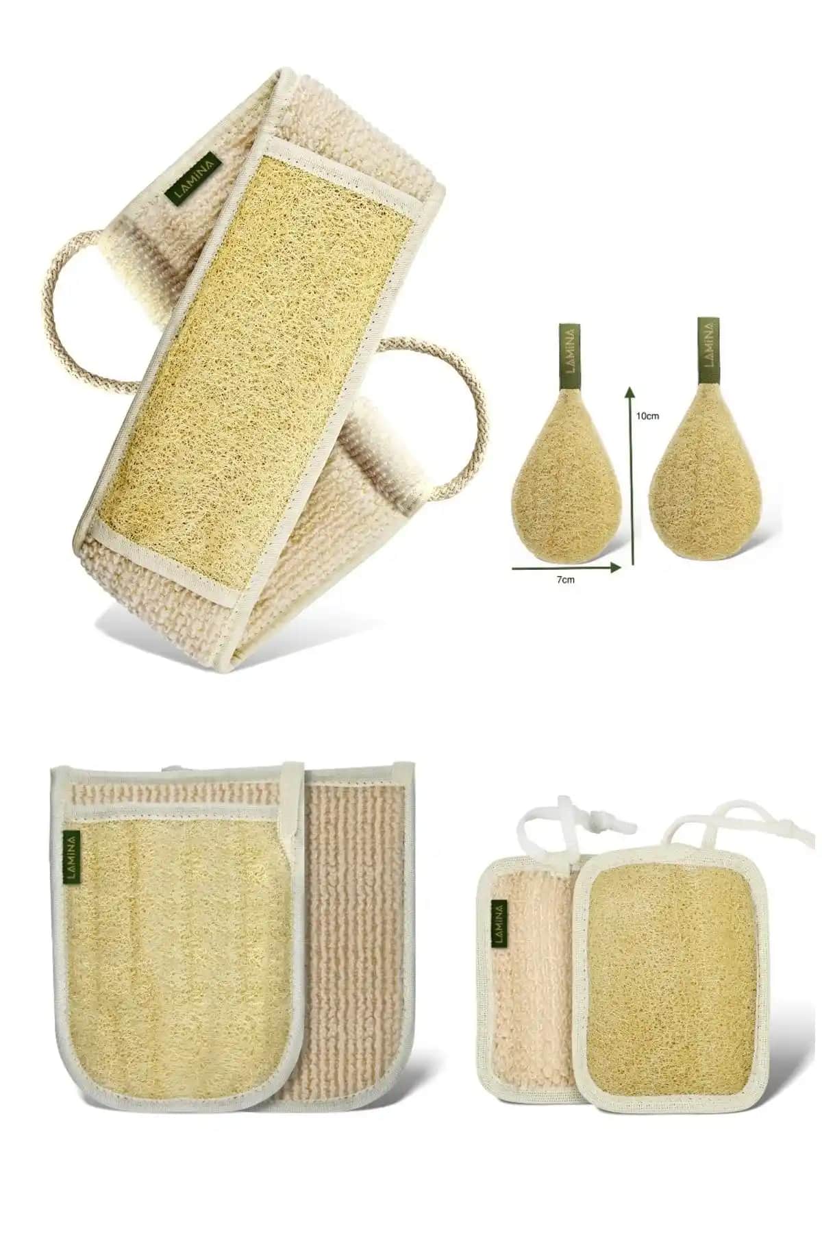 Lamina Doğal Kabak Loofa Seti ve RUIADA Siyah Banyo Kesesi Karşılaştırması