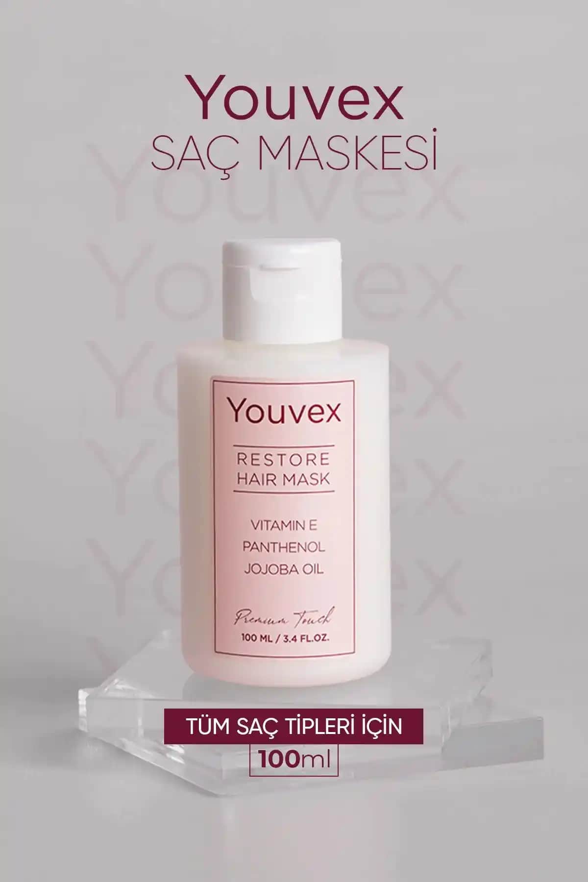 Youvex Premium Touch Yoğun Bakım Maskesi Kuru ve Yıpranmış Saçlar İçin Güçlendirici ve Parlaklık Sağlayıcı