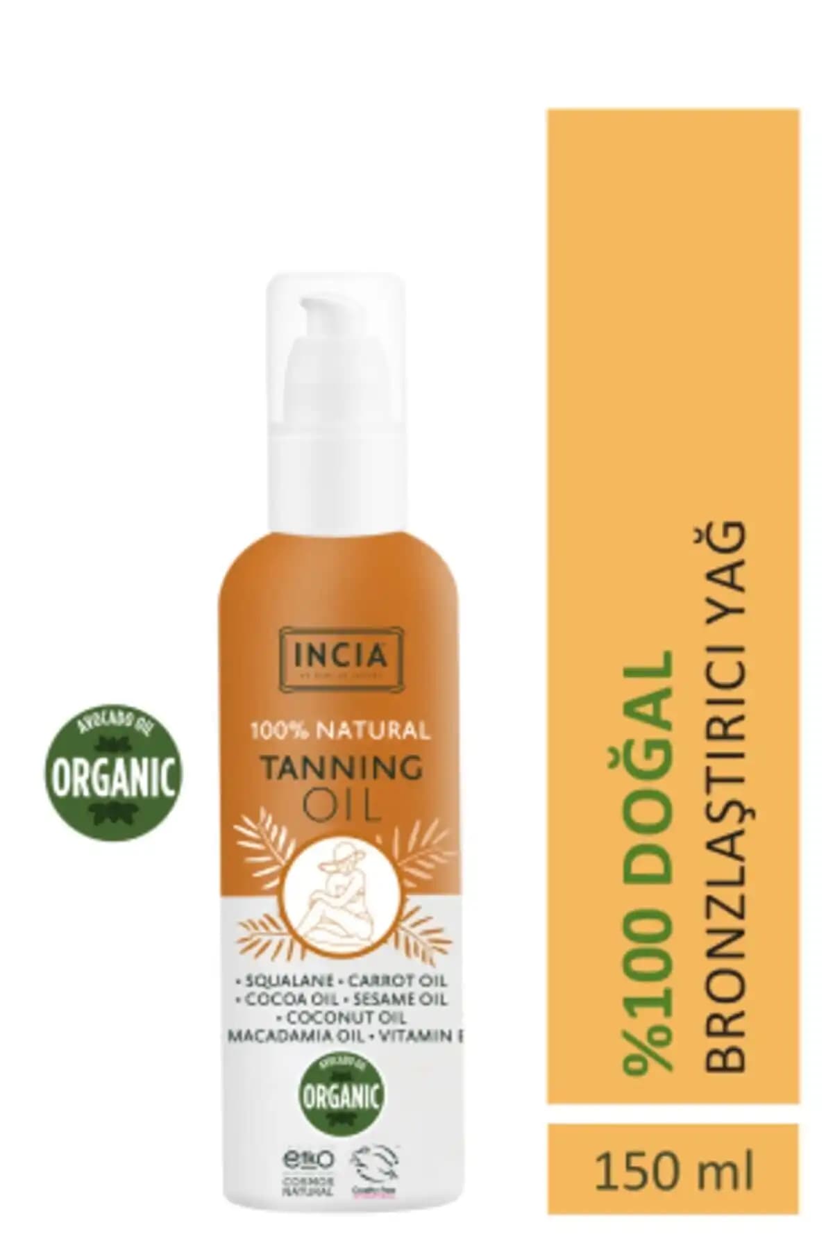 INCIA %100 Doğal Bronzlaştırıcı Yağ: Organik İçeriklerle Sağlıklı ve Parlak Ten