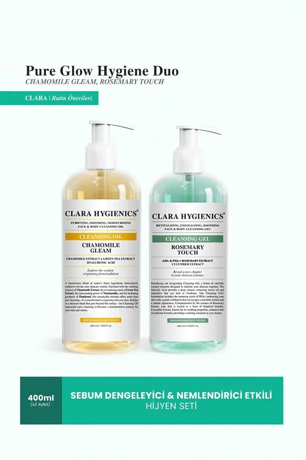 Clara Hygienics Çift Aşamalı Temizleyici: Sebum Dengeleyici ve Doğal İçeriklerle Cilt Bakımı