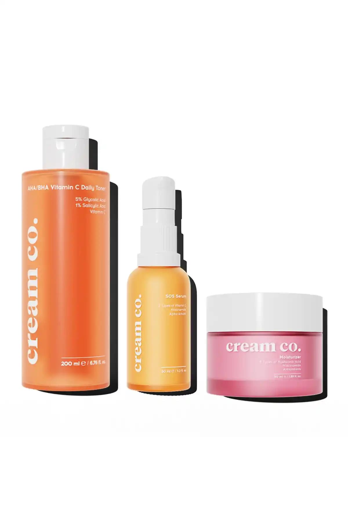 Cream Co. Ay<dı>nlatıcı Canlan<dı>rıcı ve Pürüzsüzleştirici Bakım Seti Türkiye Üretimi