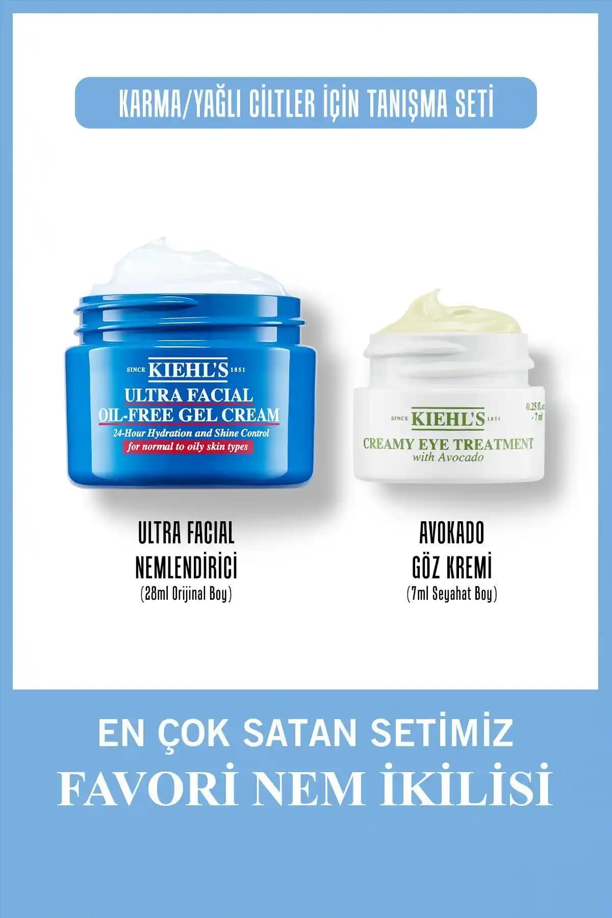 Kiehl's Ultra Facial Yağlı Ciltler İçin Nem Seti: Nem Dengeleyici ve Göz Bakım Ürünü