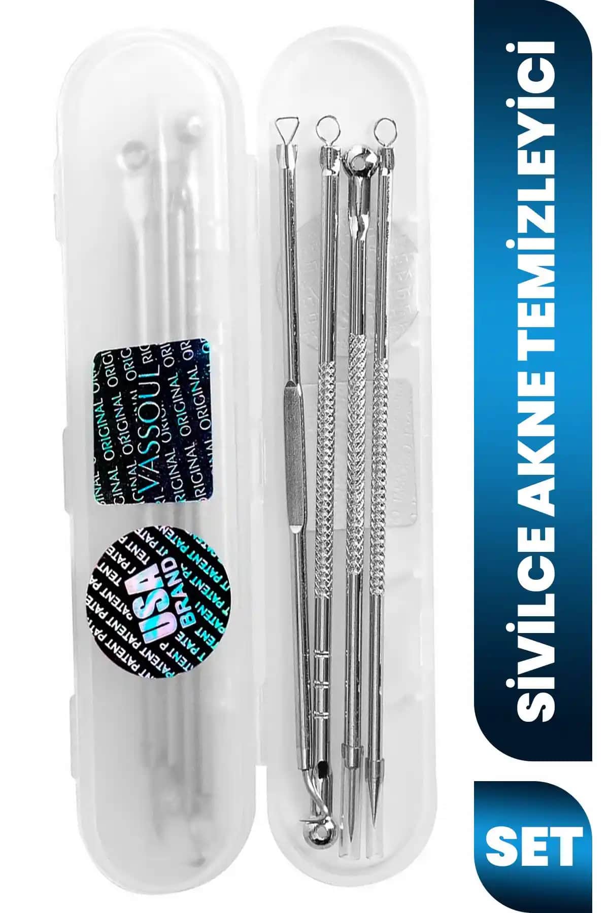 Vassoul Paslanmaz Çelik Sivilce ve Siyah Nokta Temizleyici Seti Türkiye Menşeiyle Güvenilir Cilt Bakımı