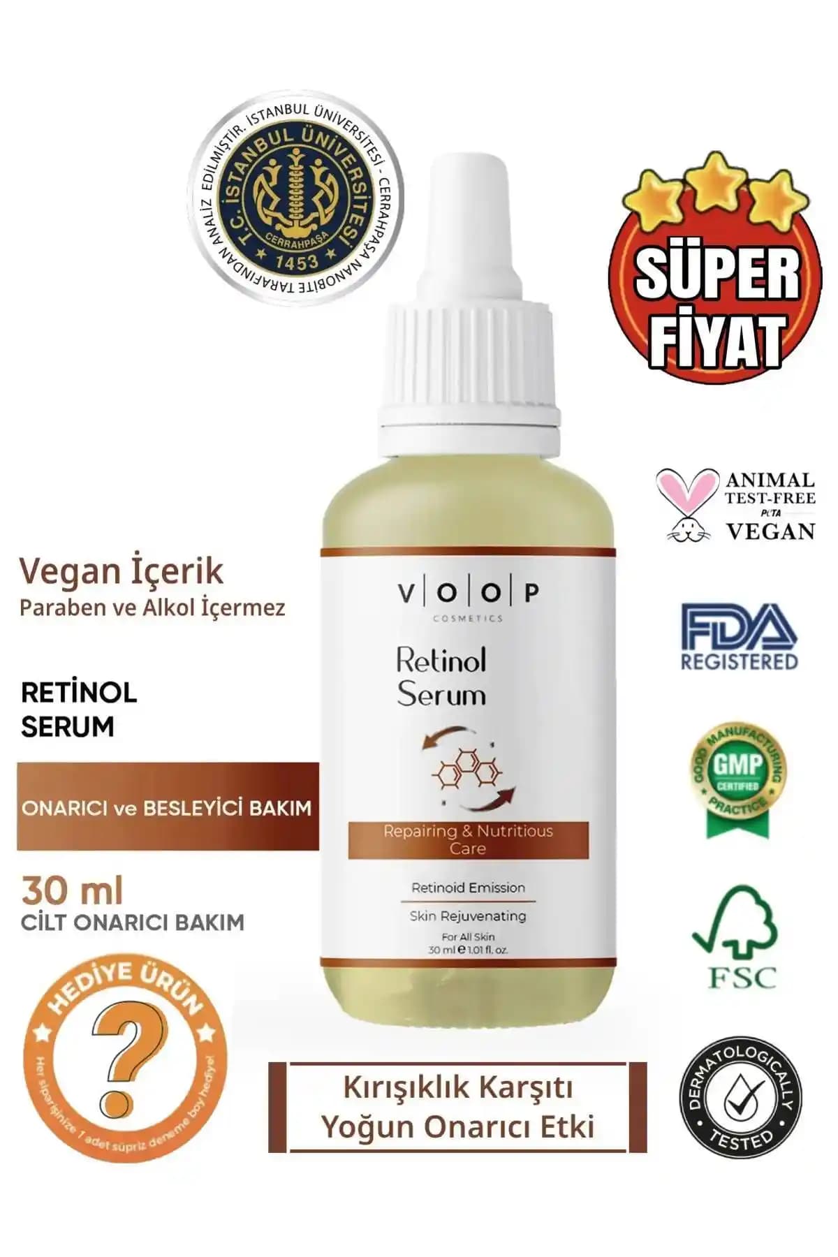VOOP Retinol Serum: Yaşlanma Karşıtı ve Yenileyici Cilt Bakım Serumu Türkiye Menşeli