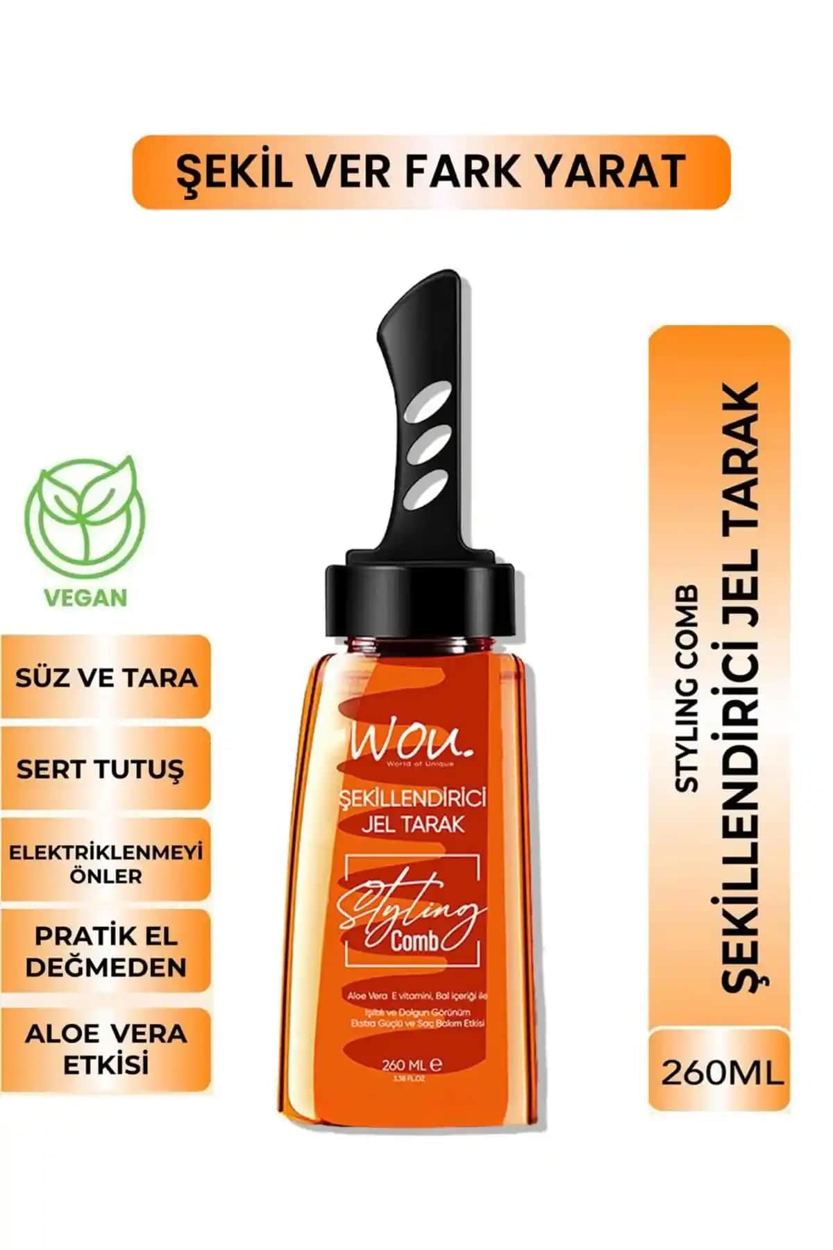 WOU World of Unique Saç Şekillendirici Jel Tarak 260 ml – Doğal ve Pratik Saç Şekillendirme Çözümü