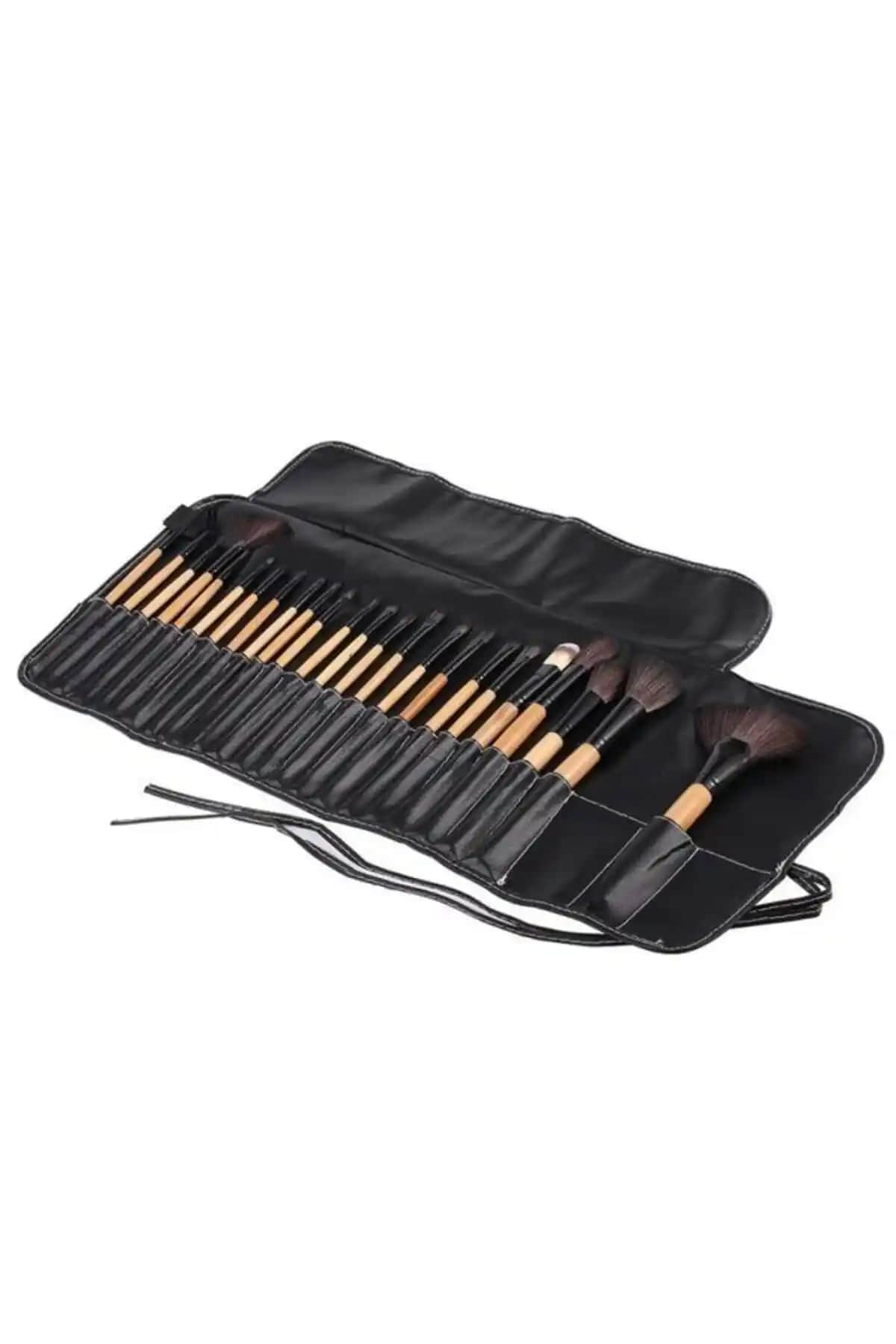 MUJGAN 24'lü Profesyonel Makyaj Fırça Seti Bambu Renkli Doğal Kıllar ile Kaliteli Uygulama