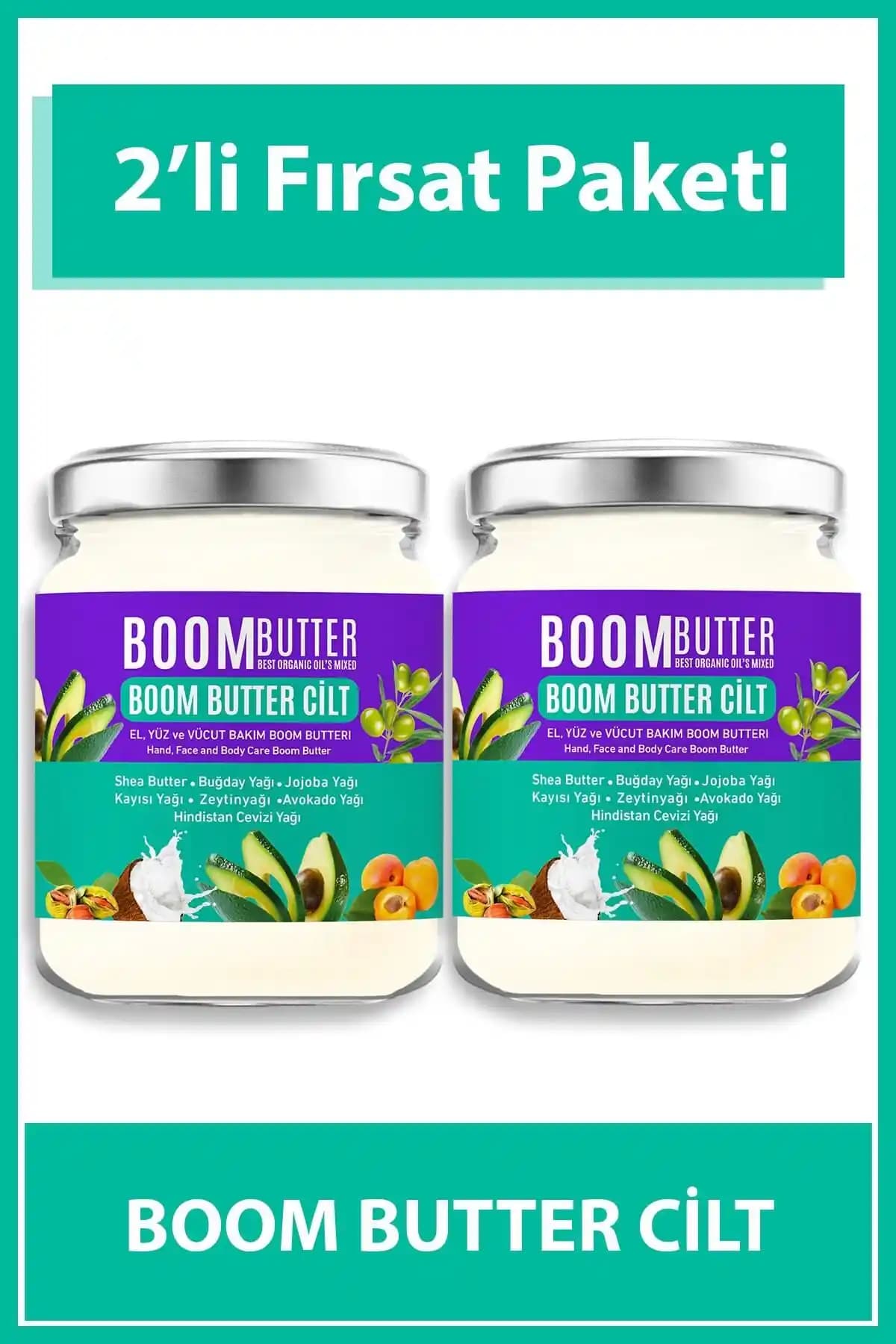 BOOM BUTTER Cilt Bakım Yağı İkili Paket Doğal ve Çok Yönlü Nemlendirici Çözüm