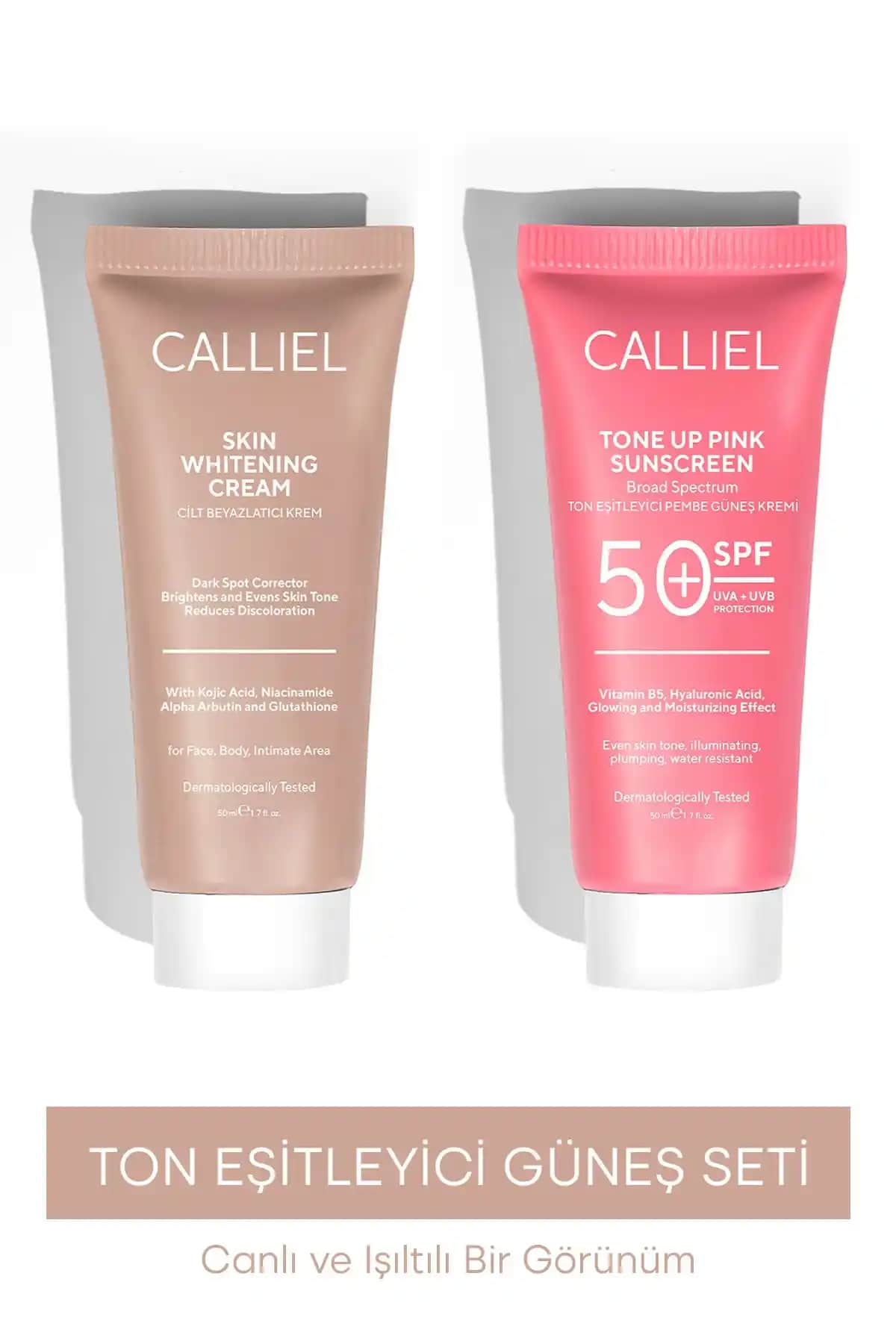 CALLİEL Güneş Bakım Seti: Cilt Tonu Eşitleyen ve Beyazlatıcı Özellikler