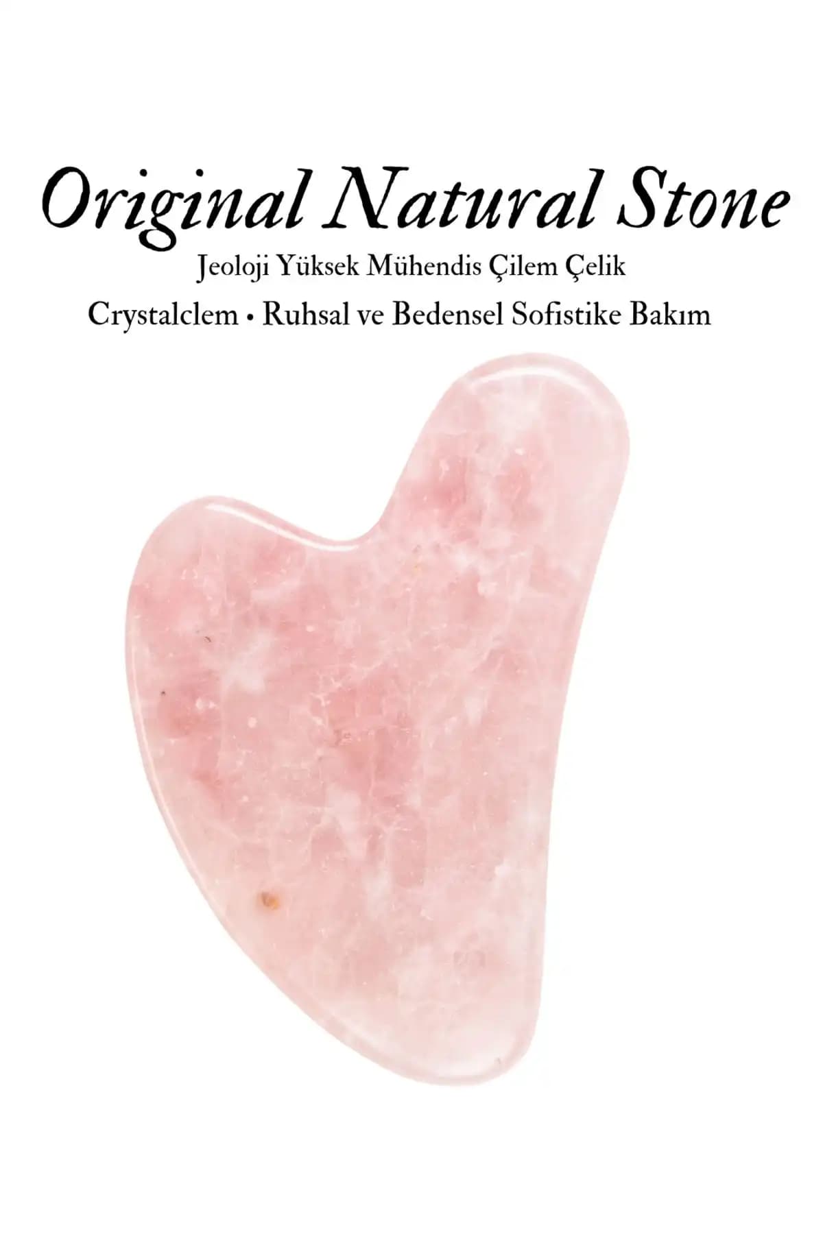 Crystalclem Pembe Kuvars Gua Sha Yüz Masaj Aleti Doğal Taş Güzellik ve Rahatlama