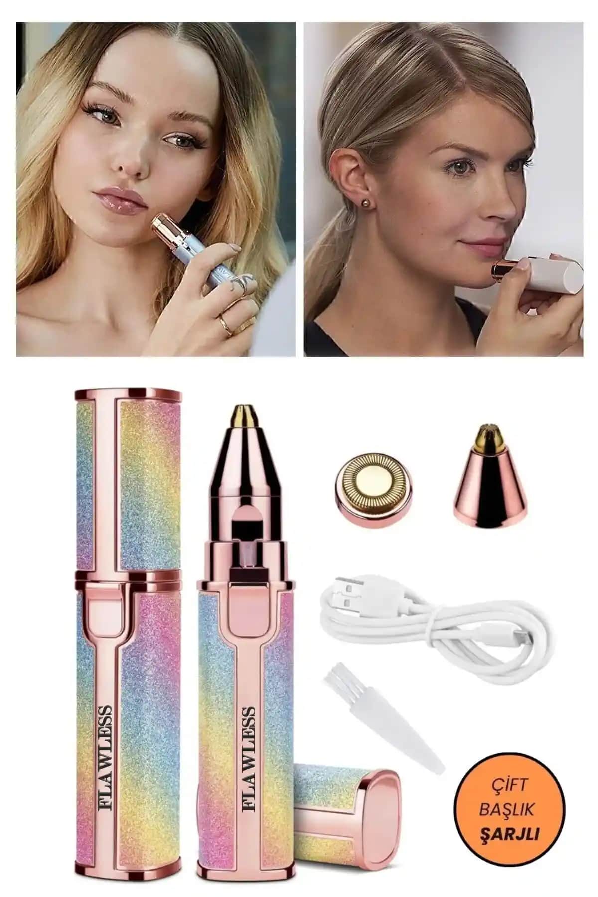 Flawless Çift Başlıklı Epilasyon Cihazı Yüz ve Çene Hassas Bölgeler İçin Güvenli Kullanım