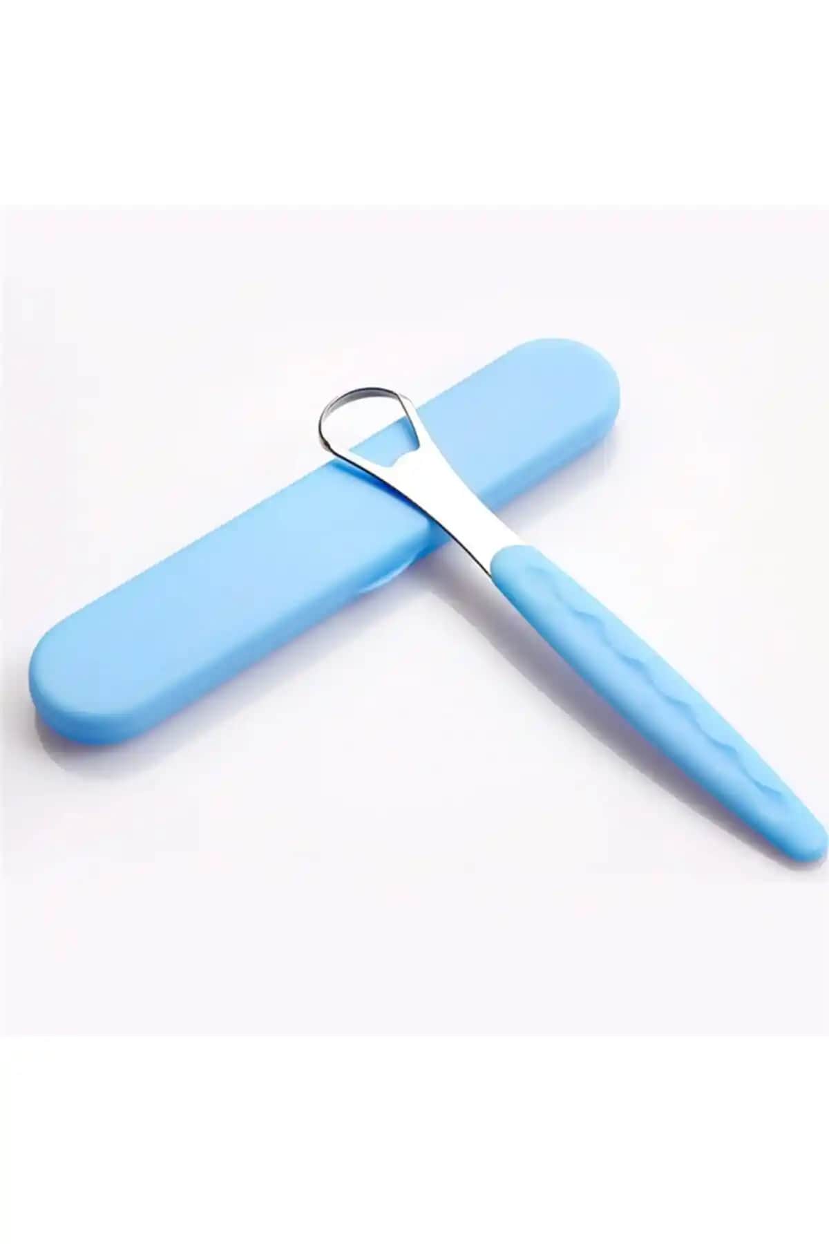 Kyver Metal Mavi Dil Temizleme Aparatı Sağlıklı Ağız İçin Güçlü ve Dayanıklı