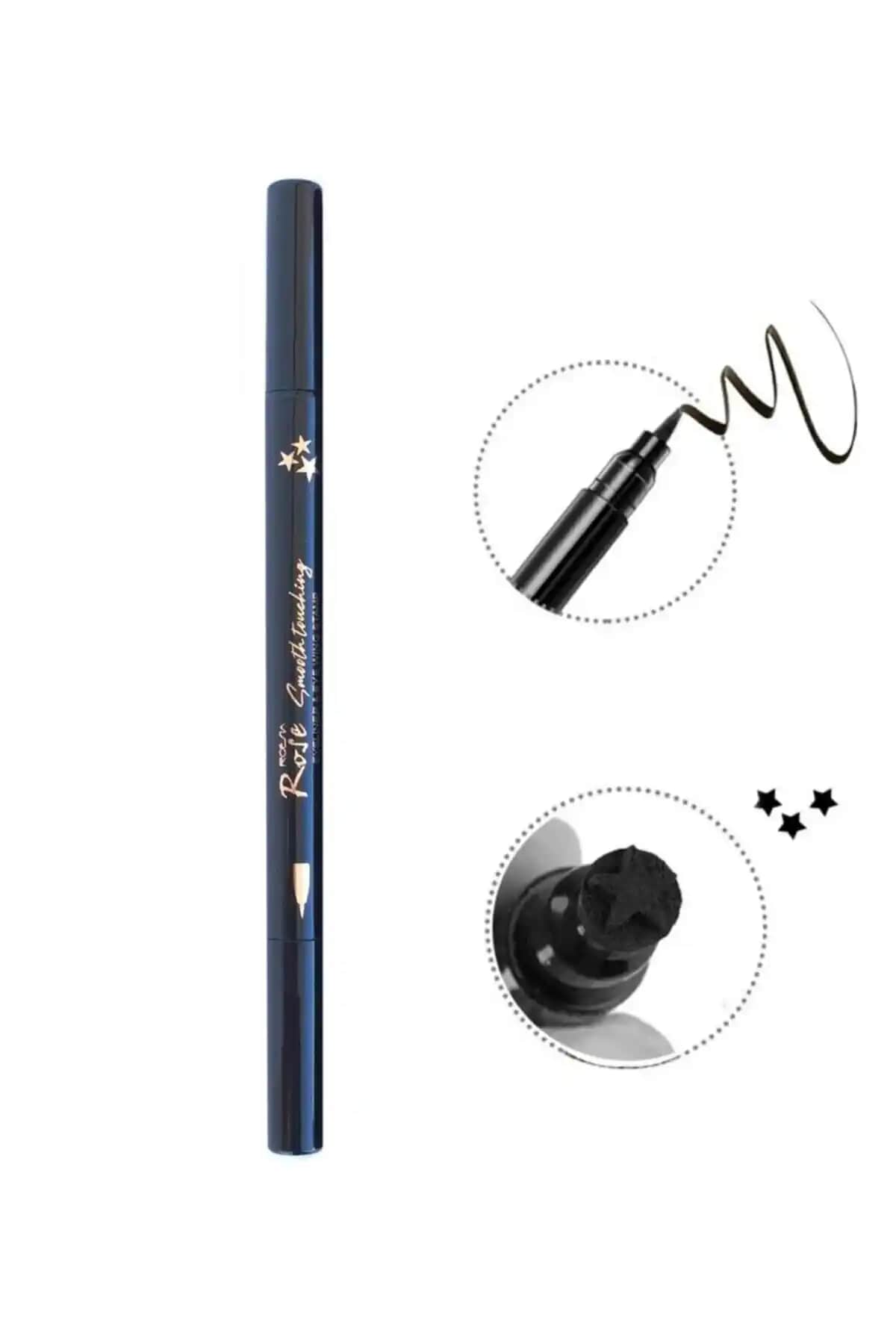 Roesıa Rose Cosmetics Rose Çift Uçlu Yıldız Desenli Eyeliner İnce ve Kalıcı Göz Makyajı İçin
