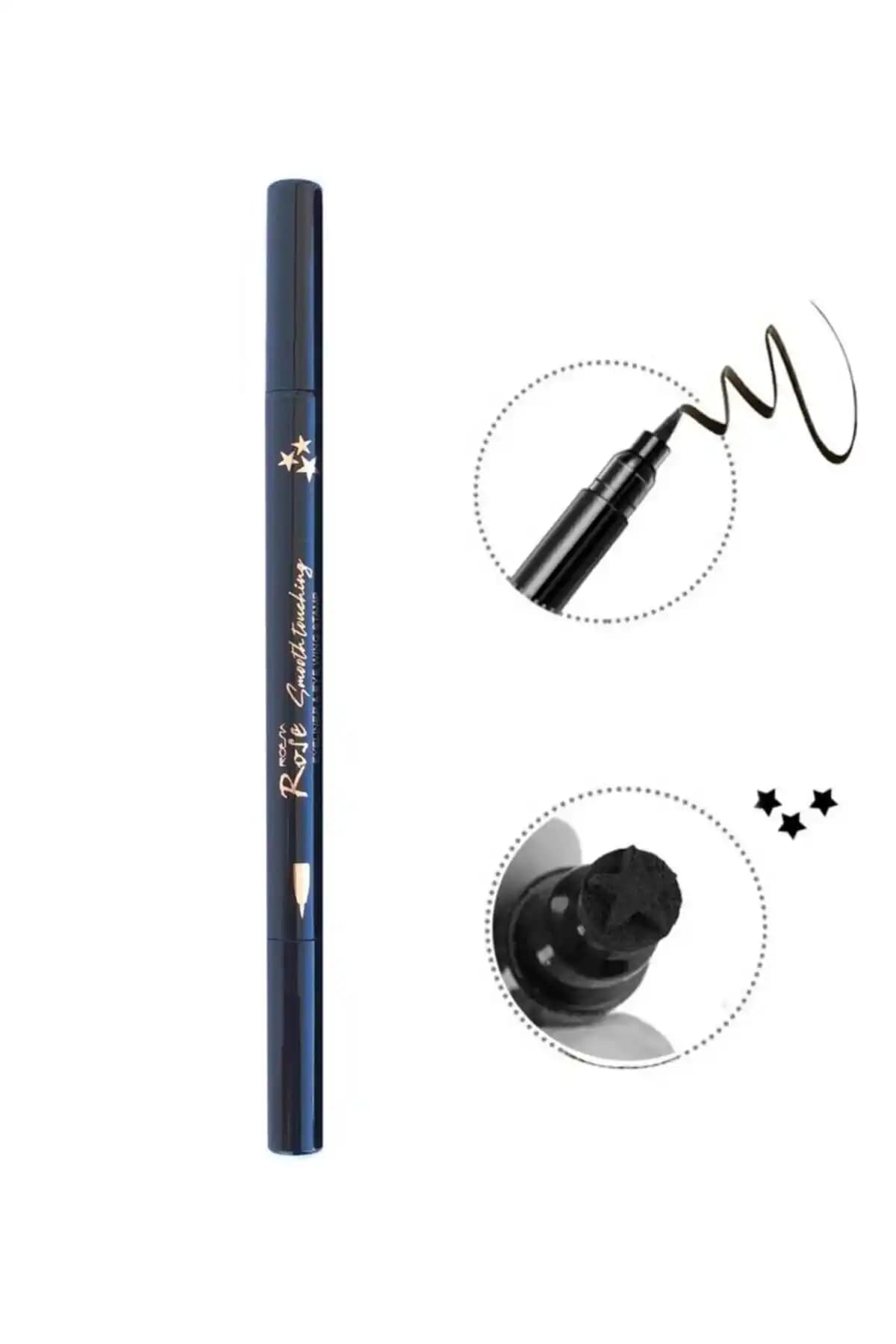 Roesıa Rose Cosmetics Rose Çift Uçlu Yıldız Desenli Eyeliner İnce ve Kalıcı Göz Makyajı İçin