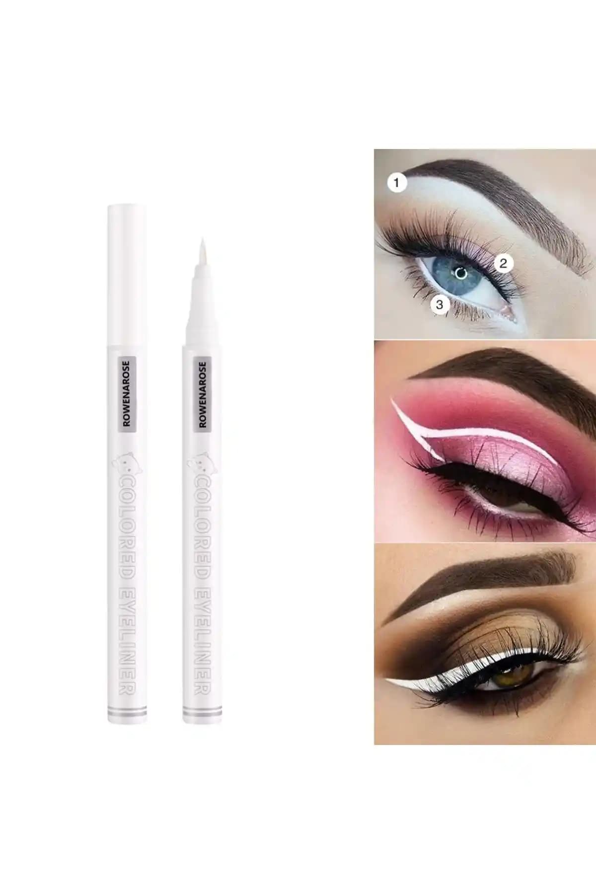 ROWENAROSE Beyaz Kalem Eyeliner: Suya ve Tere Dayanıklı Pratik Göz Makyajı