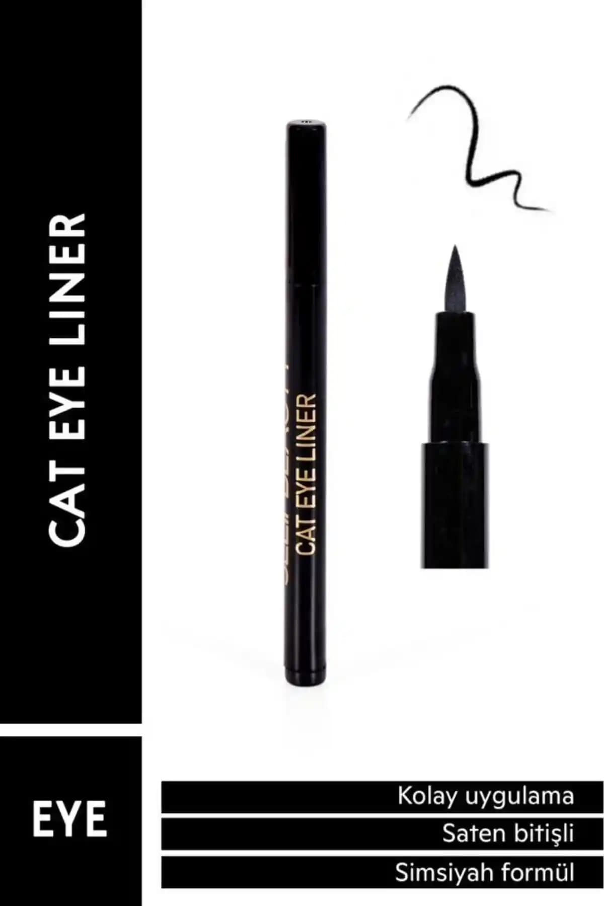 Selin Beauty Cat Eye Art Liner: Türkiye Üretimi, Kalıcı ve Kolay Kullanımlı Siyah Eyeliner