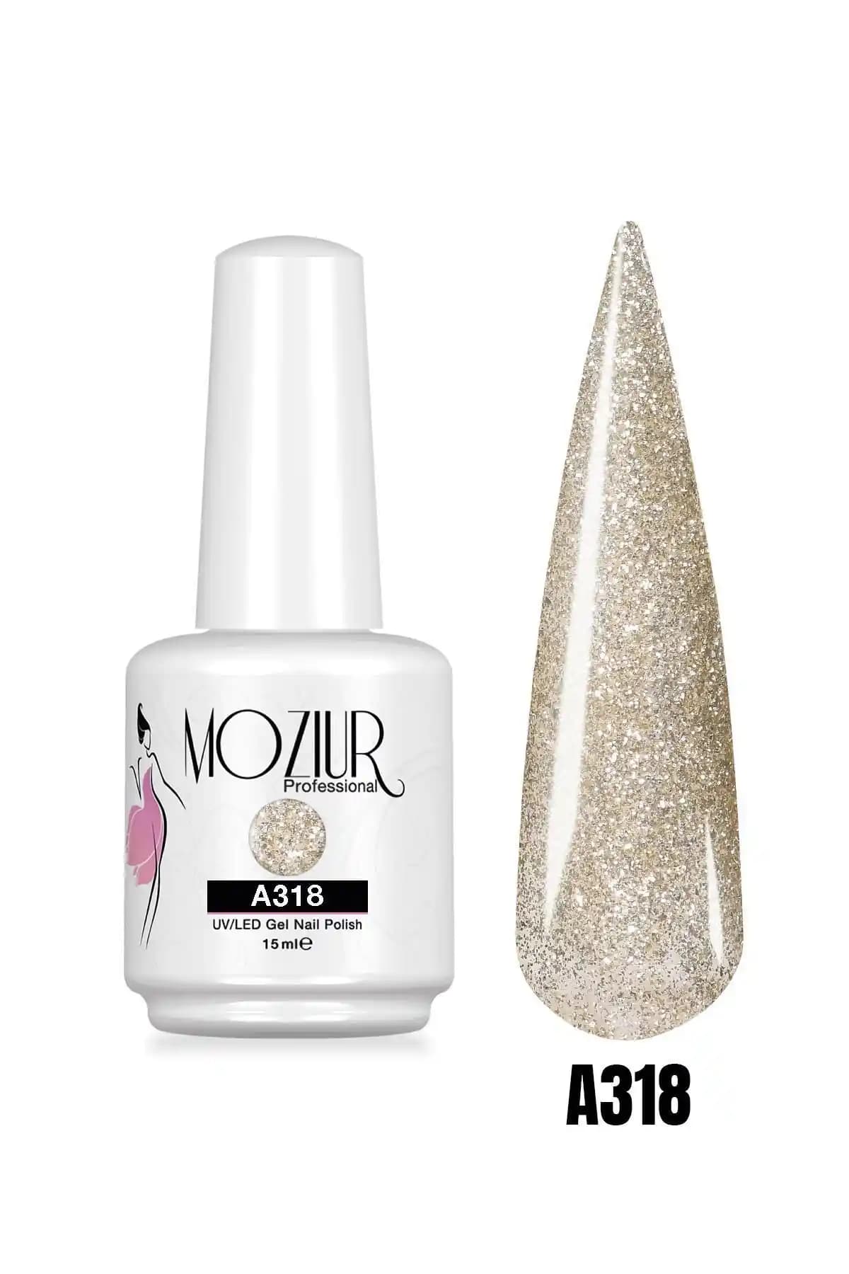 MOZIUR Kalıcı Oje UV Led A318 Bej Renk Uzun Süre Dayanıklı ve Parlak