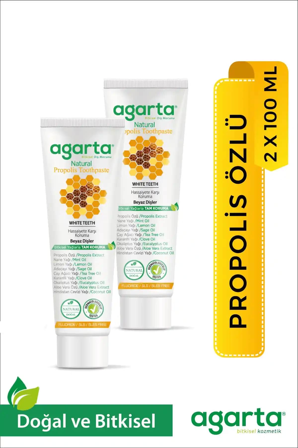 Agarta Doğal Propolis Florürsüz Beyazlatıcı Diş Macunu 2'li Paket ile Sağlıklı Gülüşler