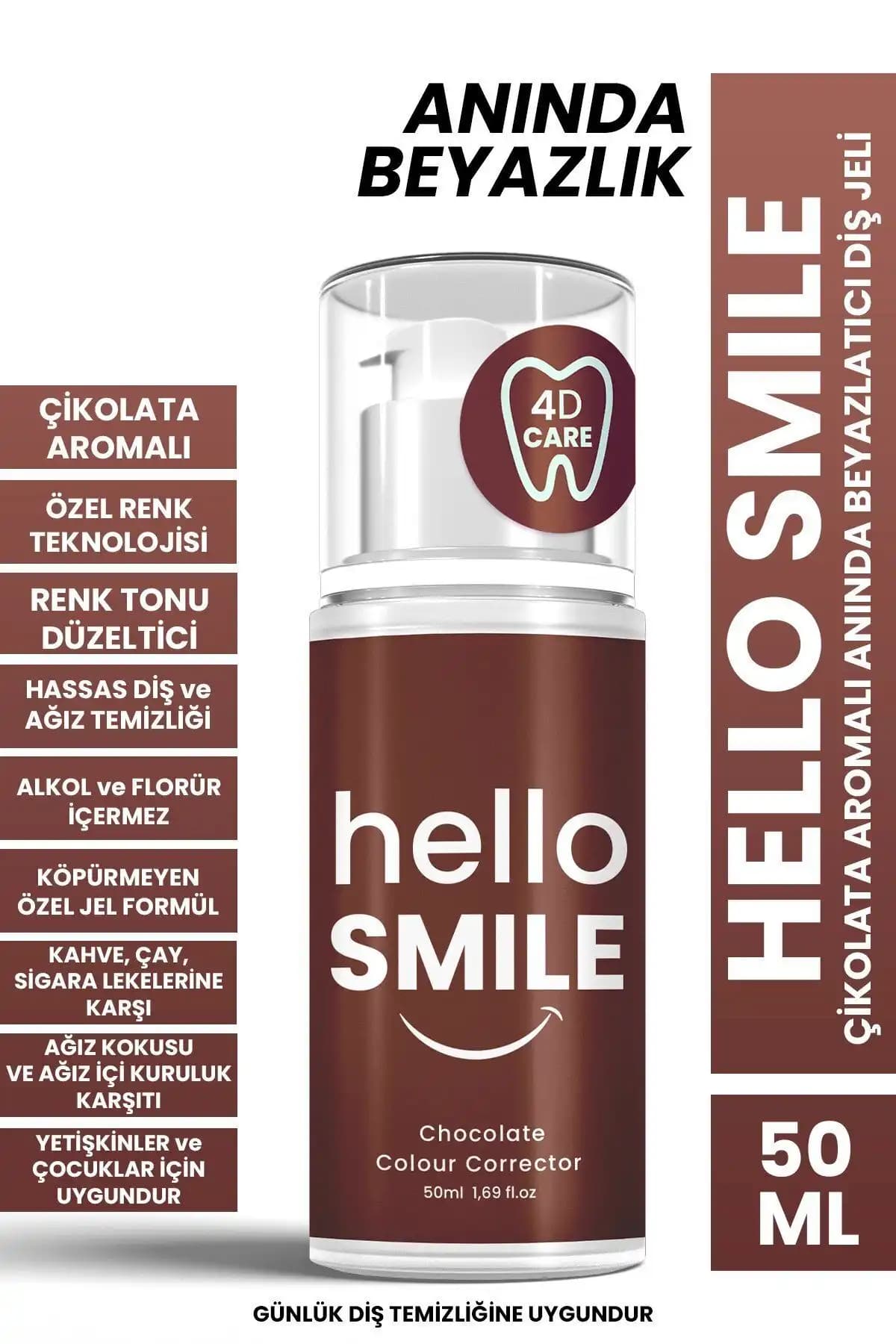 Hello Smile Çikolata Aromalı Beyazlatıcı Diş Jeli ile Parlak ve Sağlıklı Gülüş