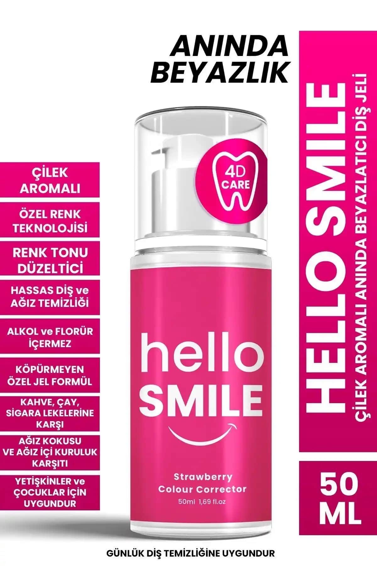 Hello Smile Çilek Aromalı Anında Beyazlatıcı Diş Jeli: Hızlı ve Güvenli Ağız Bakım Çözümü