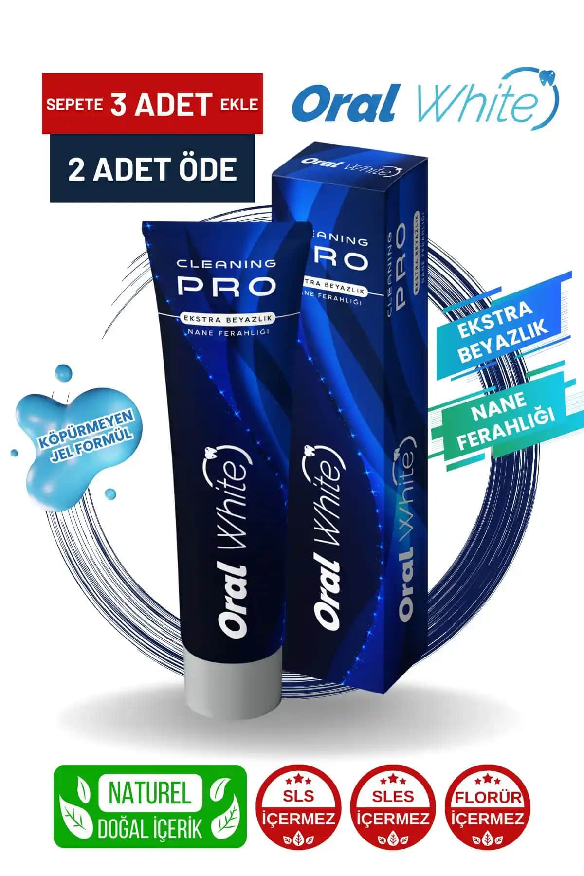 Oral White Cleaning Pro Ekstra Beyazlık Nane Ferahlığı ile Günlük Diş Bakımında Doğal ve Güvenilir Çözüm