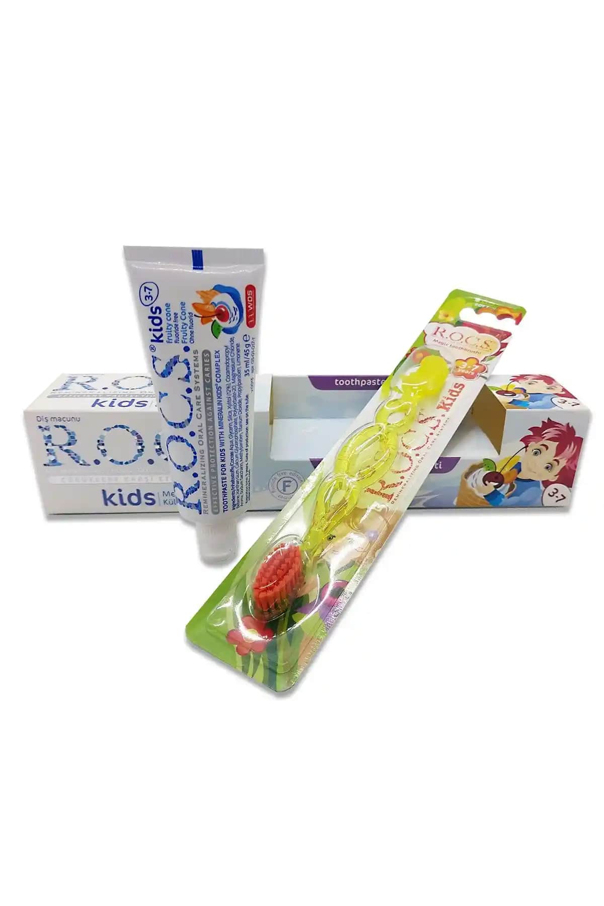 R.O.C.S. Kids 3-7 Florürsüz Diş Macunu ve Diş Fırçası Seti: Güvenli ve Eğlenceli Ağız Bakımı