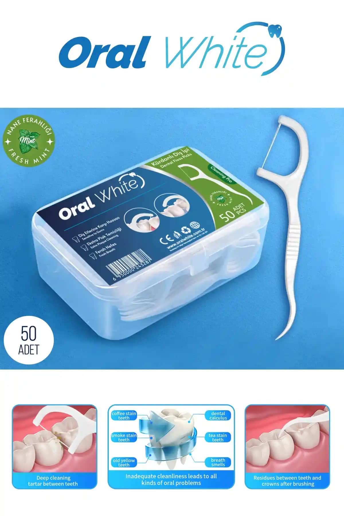 Oral White Cleaning Pro Naneli Diş İpi: Etkili ve Ferahlatıcı Ağız Temizliği Çözümü