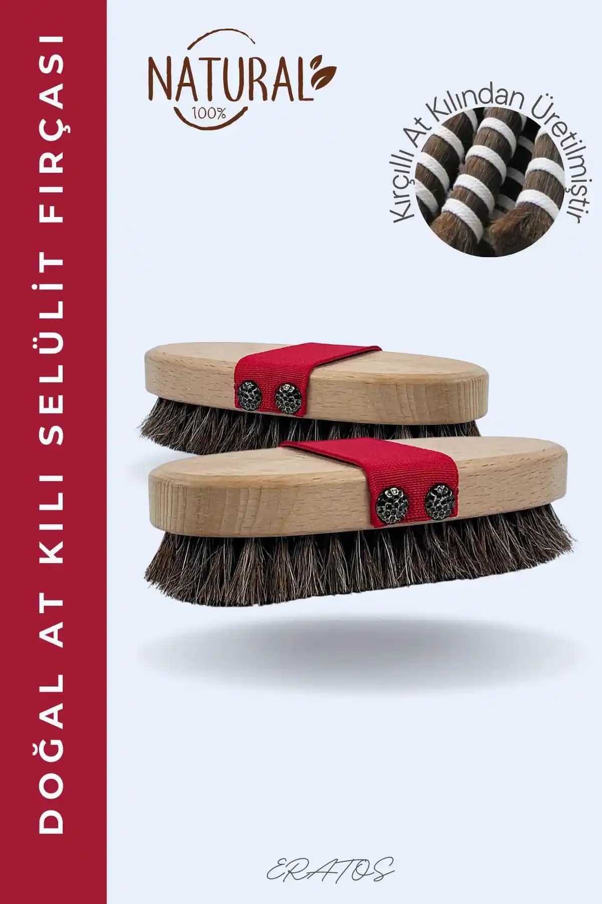 ERATOS Doğal At Kılı Selülit Fırçası Çevre Dostu Cilt Bakım Ürünü Türkiye Menşei
