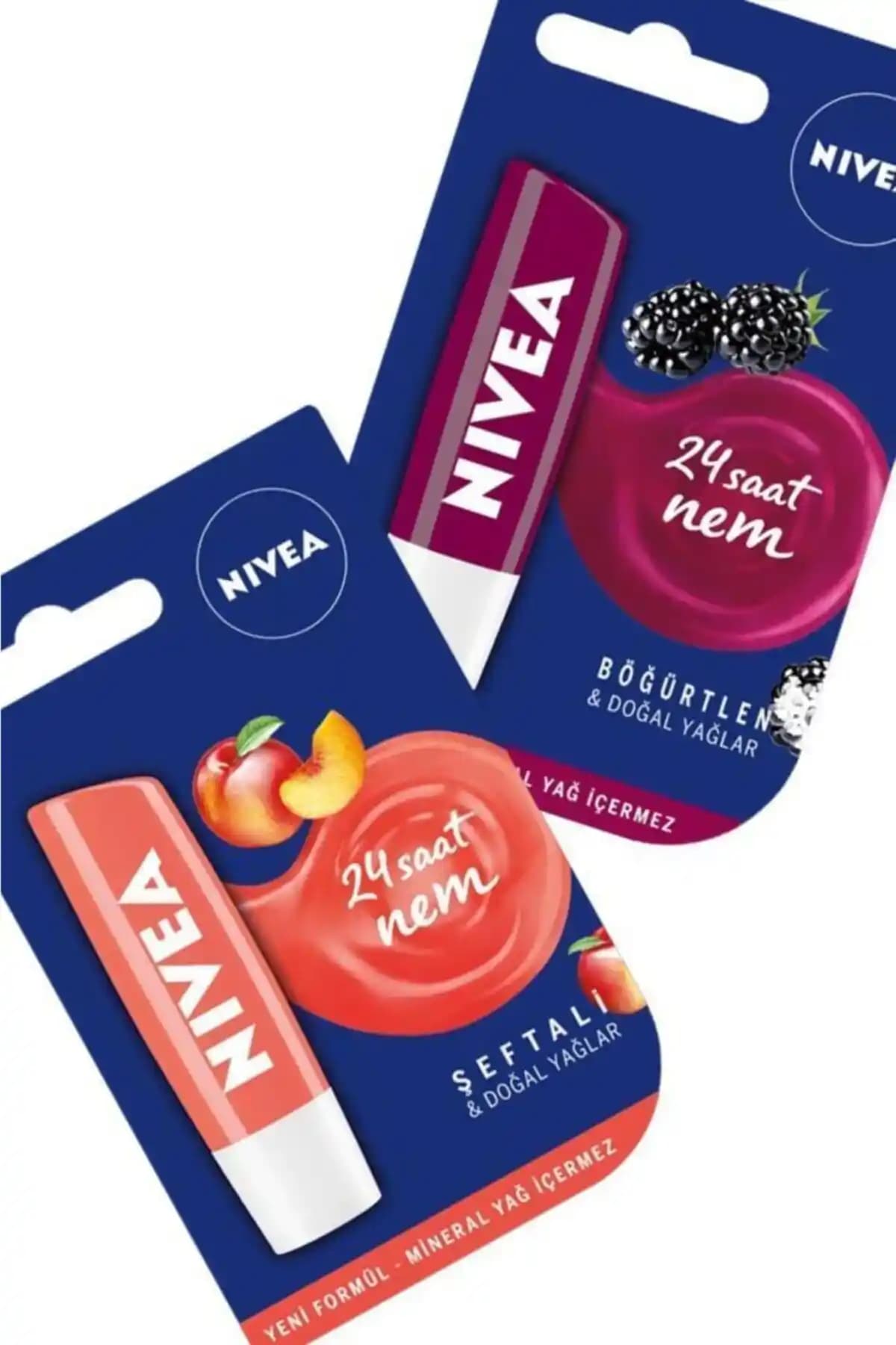 NIVEA 24 Saat Nemlendirici Dudak Balmı Şeftali ve Böğürtlen Aromasıyla Doğal Koruma