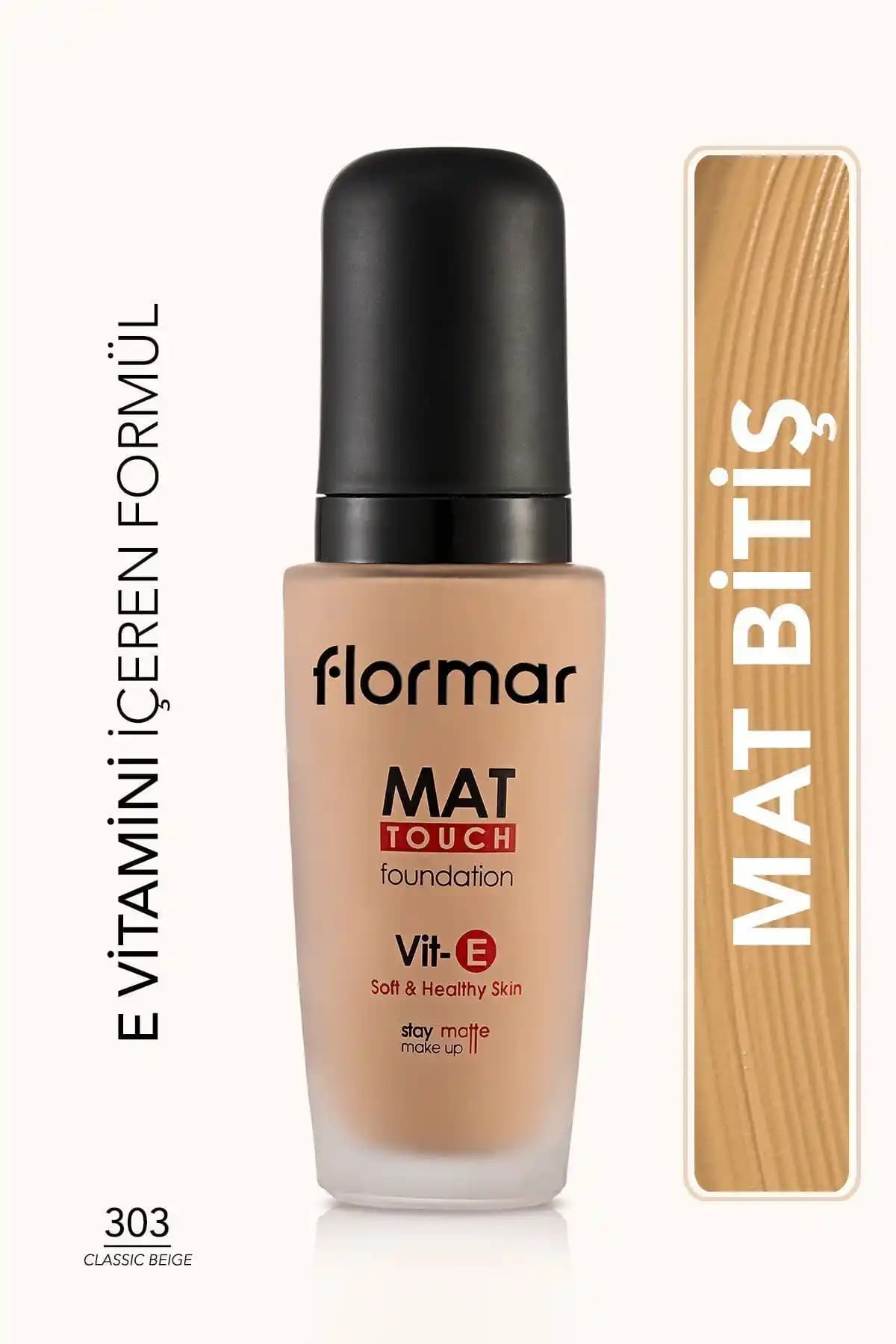 Flormar Mat Bitişli Fondöten Sıcak Alt Ton M303 Classic Beige - Yüksek Kapatıcılık ve Doğal Mat Görünüm