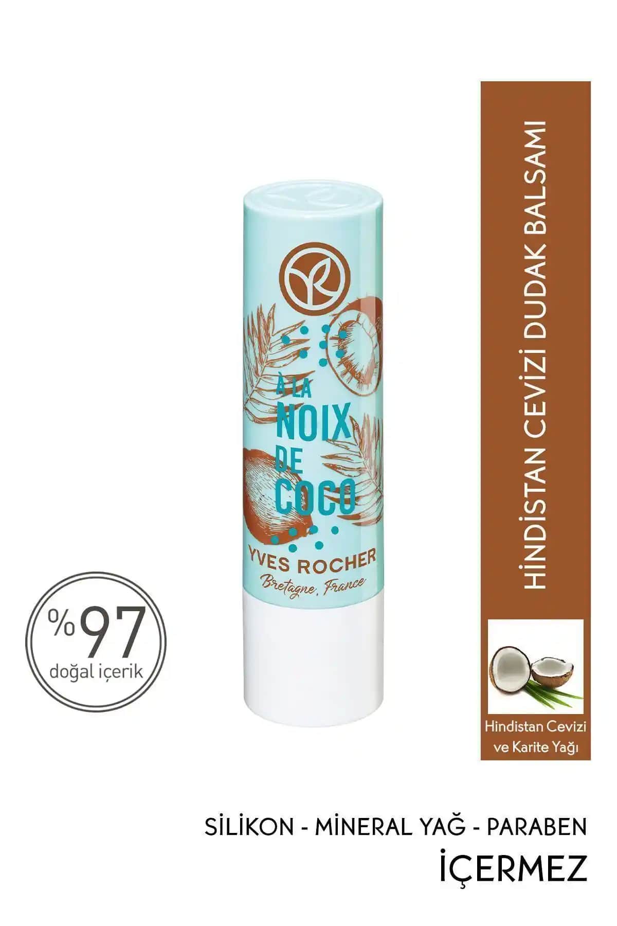 Yves Rocher Hindistan Cevizi Dudak Balsamı Doğal Nemlendirme ve Günlük Bakım İçin Uygun