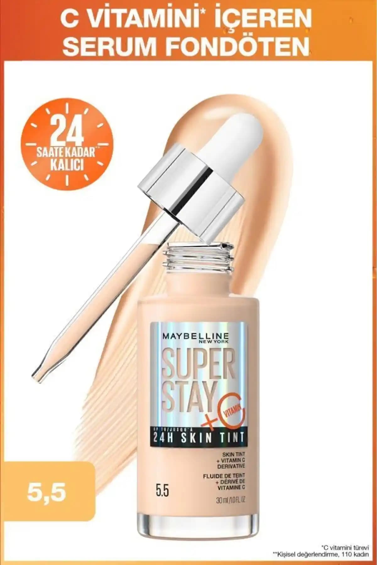 Maybelline Super Stay Skin Tint Fondöten 05.5 - Doğal ve Hafif Makyaj İçin Yenilikçi Seçenek
