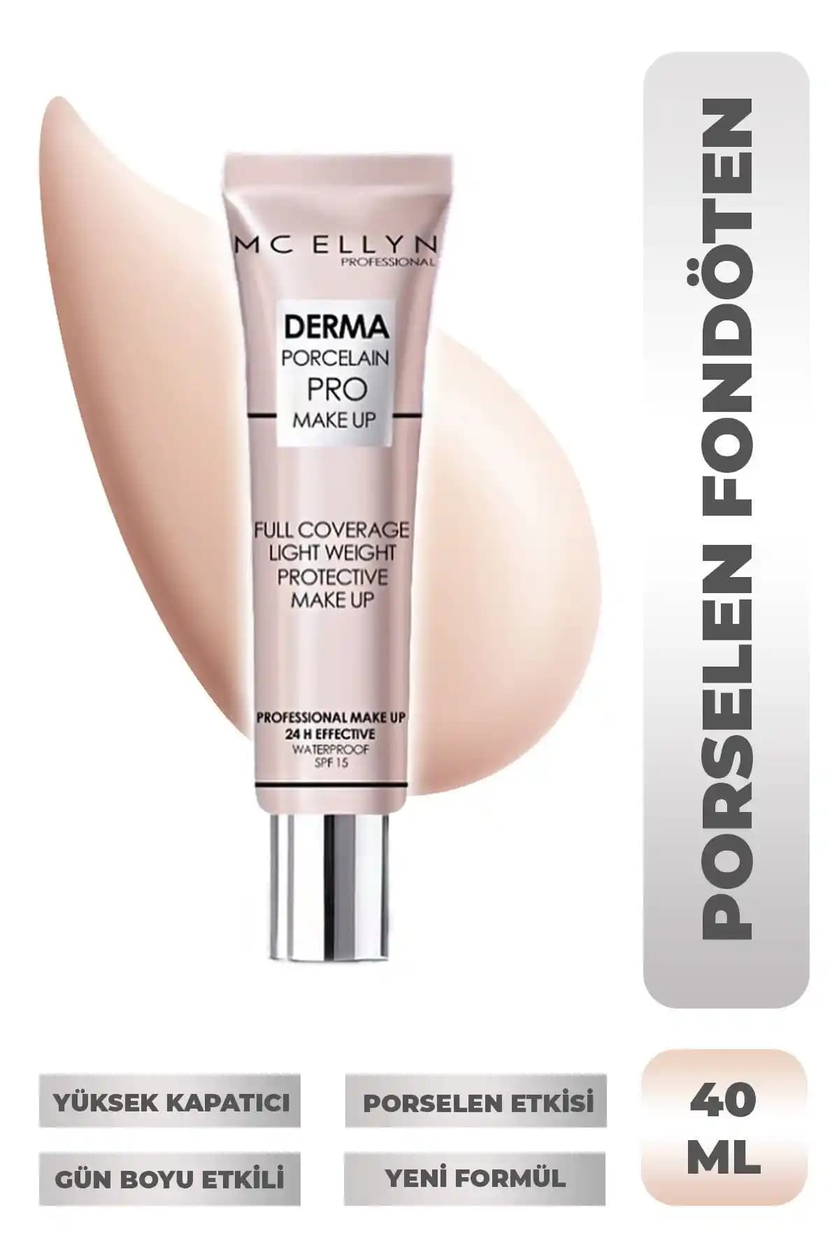 Mcellyn Saten Görünüm Porselen Fondöten Waterproof 03 Buğday Ten için detaylı inceleme