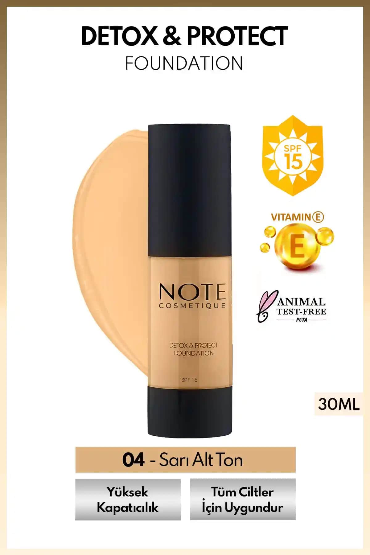 Note Cosmetics Detox & Protect Fondöten SPF 15: Yüksek Kapatıcılık ve Doğal Görünüm Sağlayan Cilt Dostu Ürün