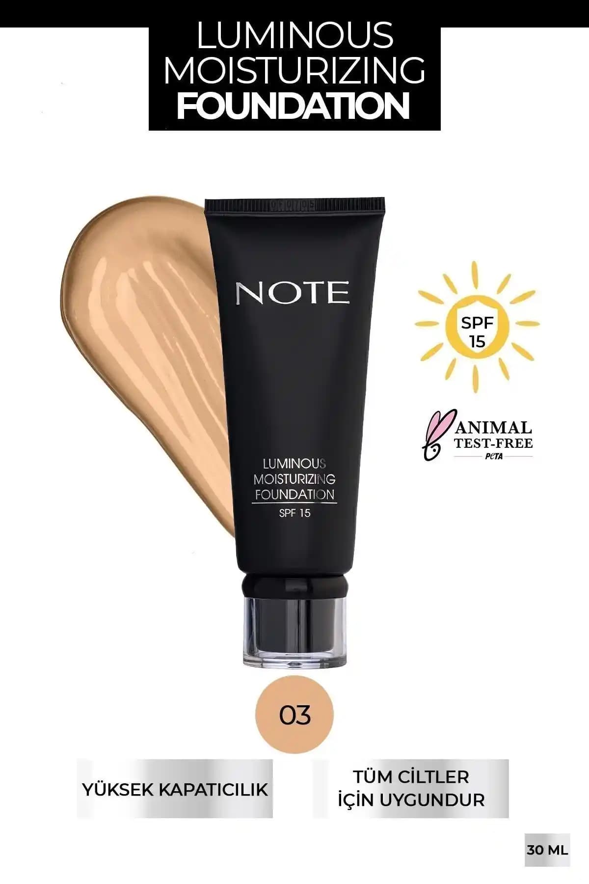 Note Cosmetics Luminous Moisturizing SPF 15: Nemlendirici ve Güneş Koruyucu Fondöten