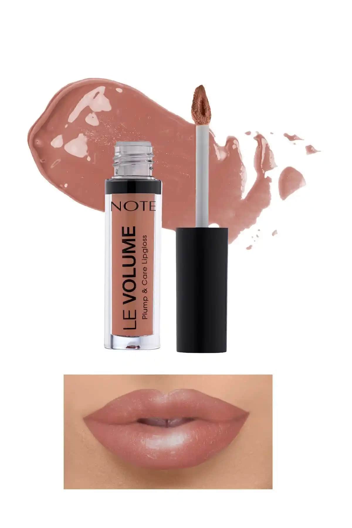 Note Cosmetics Le Volume Plump & Care Lipgloss ile doğal parlaklık ve bakım sağlayan dudak makyajı ürünü