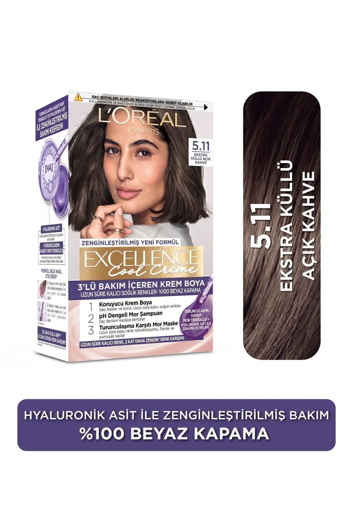 L'Oreal Paris Excellence Cool Creme Saç Boyası Karşılaştırması: 5.11 Açık Kahve ve 6.11 Koyu Kumral Özellikleri 1