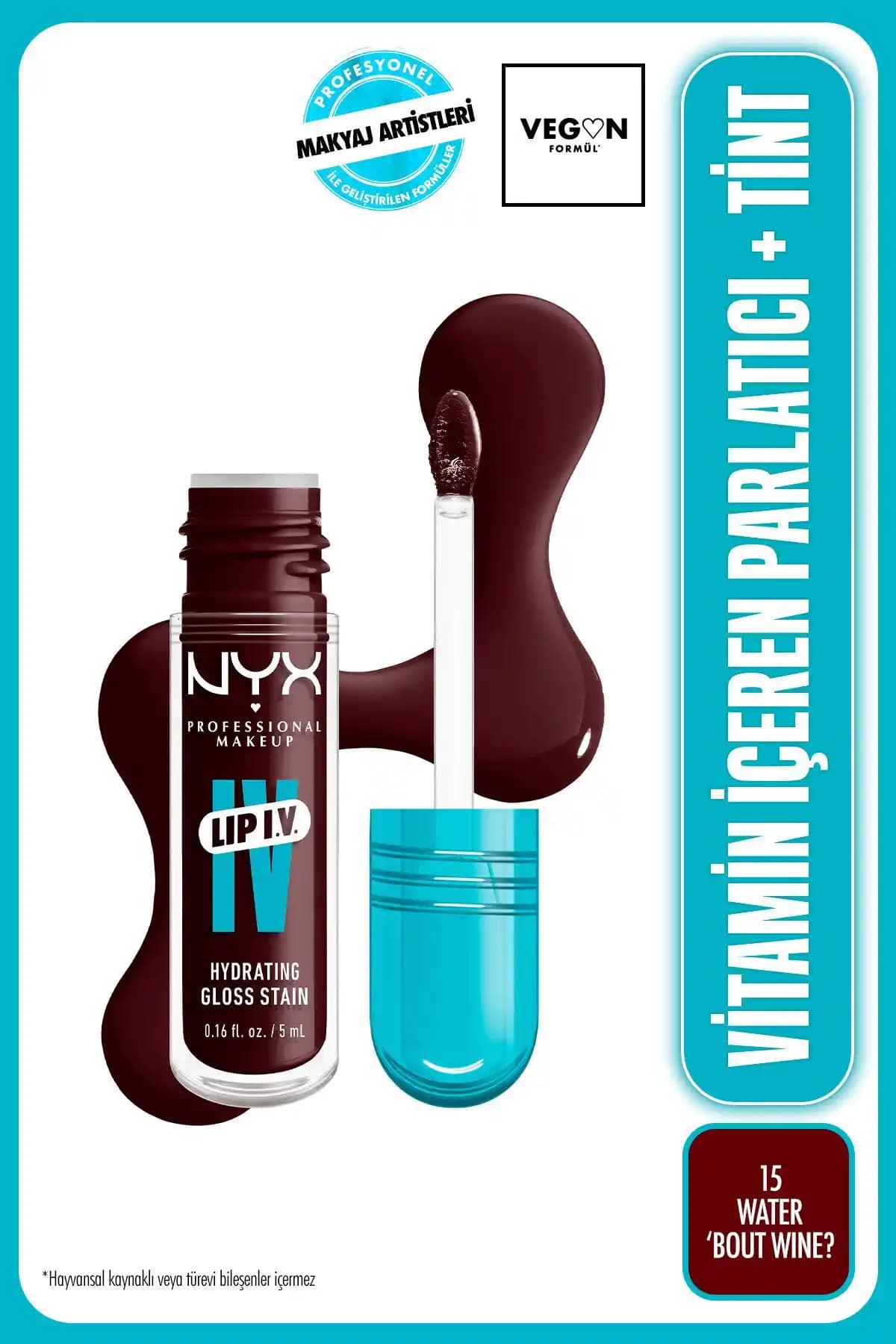 NYX Lip I.V. Vitamin İçeren Parlatıcı ve Tint Dudaklar İçin Çok Yönlü Doğal Bakım Ürünü