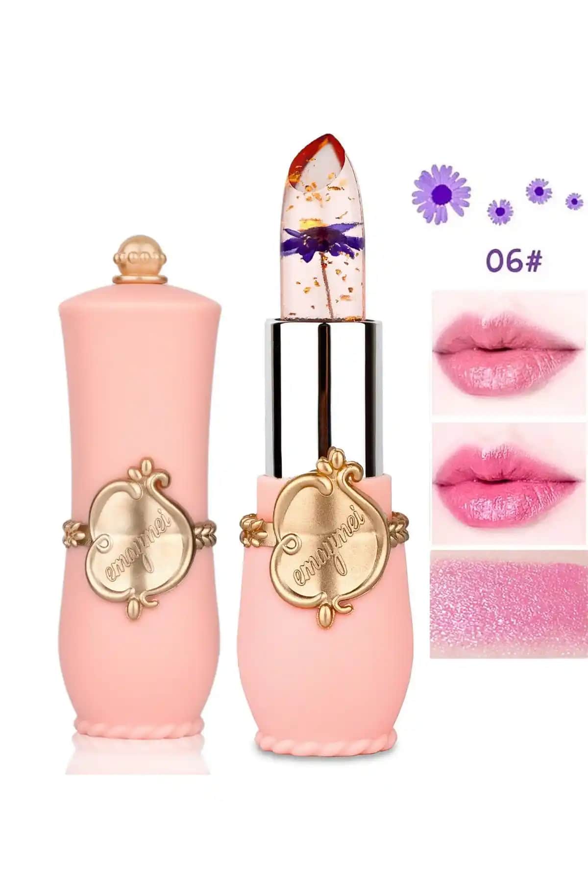 VIPCheap No6 Emaymei Jel Çiçekli Ruj: Doğal Görünüm ve Uzun Süre Kalıcılık Sağlayan Renkli Dudak Bakımı