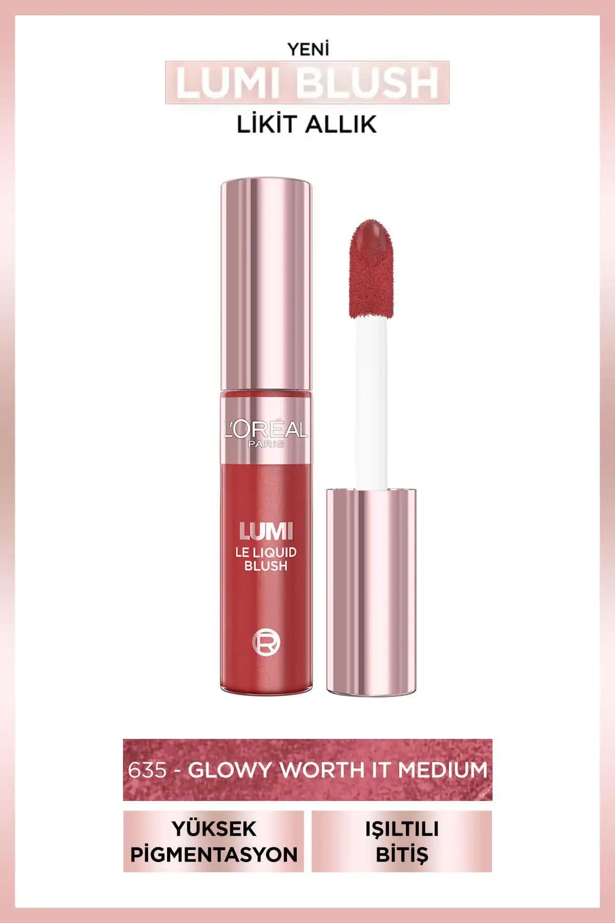L'Oreal Paris Lumi Blush Likit Allık 635 Glowy Worth It Medium – Doğal ve Parlak Yanaklar İçin