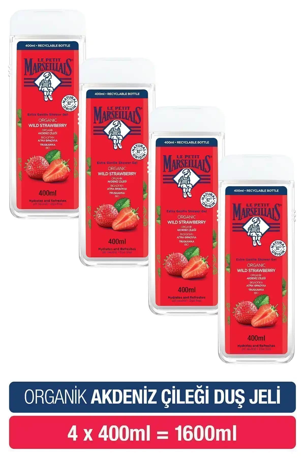 Le Petit Marseillais Akdeniz Çileği Nemlendirici Duş Jeli - Doğal ve Ferahlatıcı Temizlik