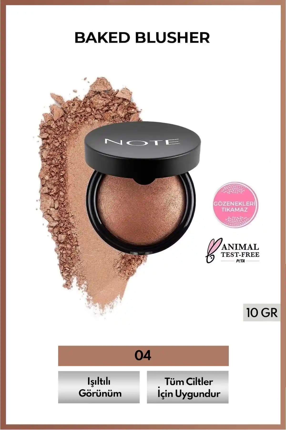 Note Cosmetics Fırınlanmış Baked Blusher 04 Deeply Bronze Doğal ve Parlak Görünüm İçin