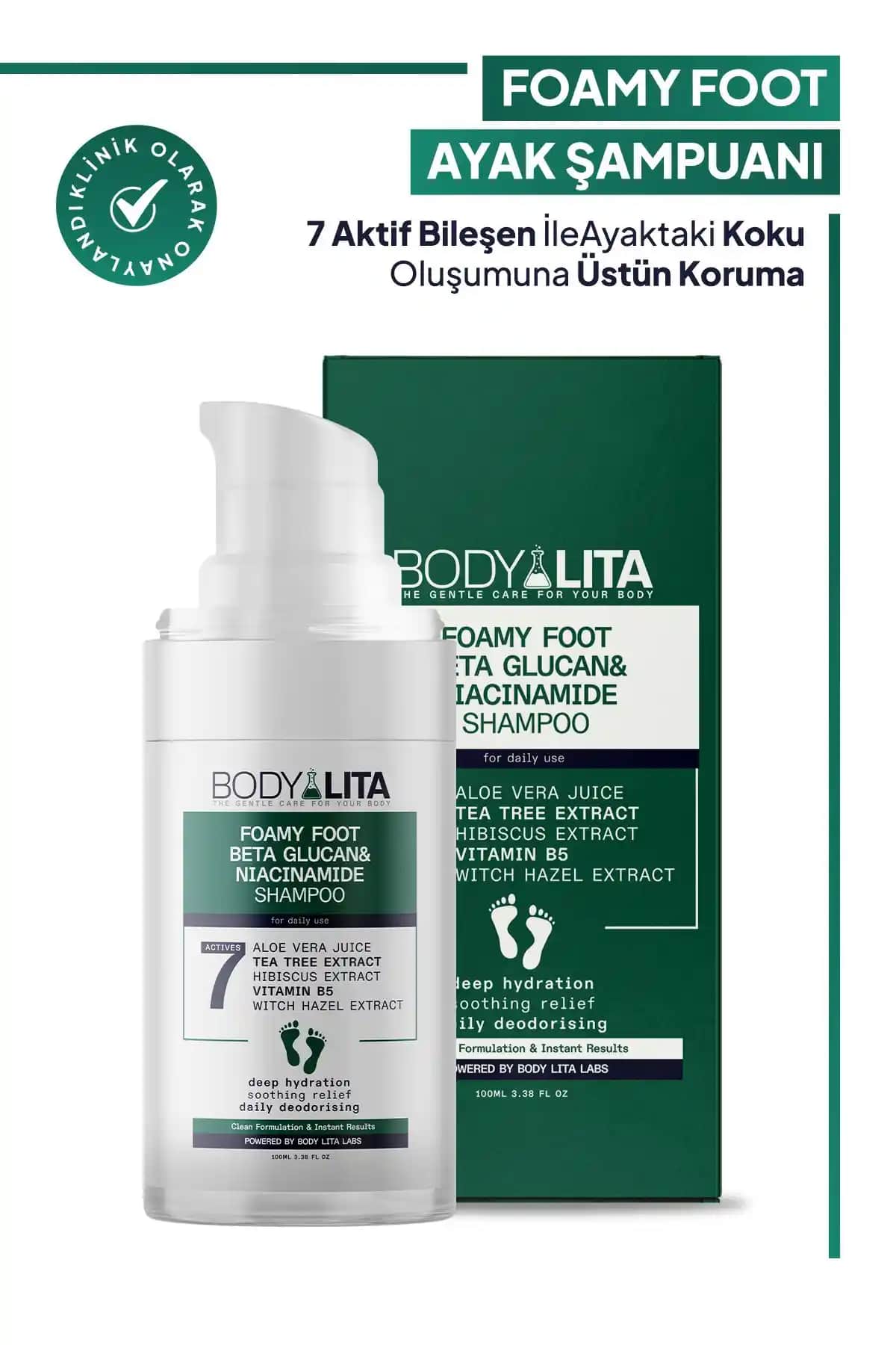 Bodylita Foamyfoot Ayak Kokusu Giderici ve Bakım Köpüğü Çay Ağacı İçeriğiyle