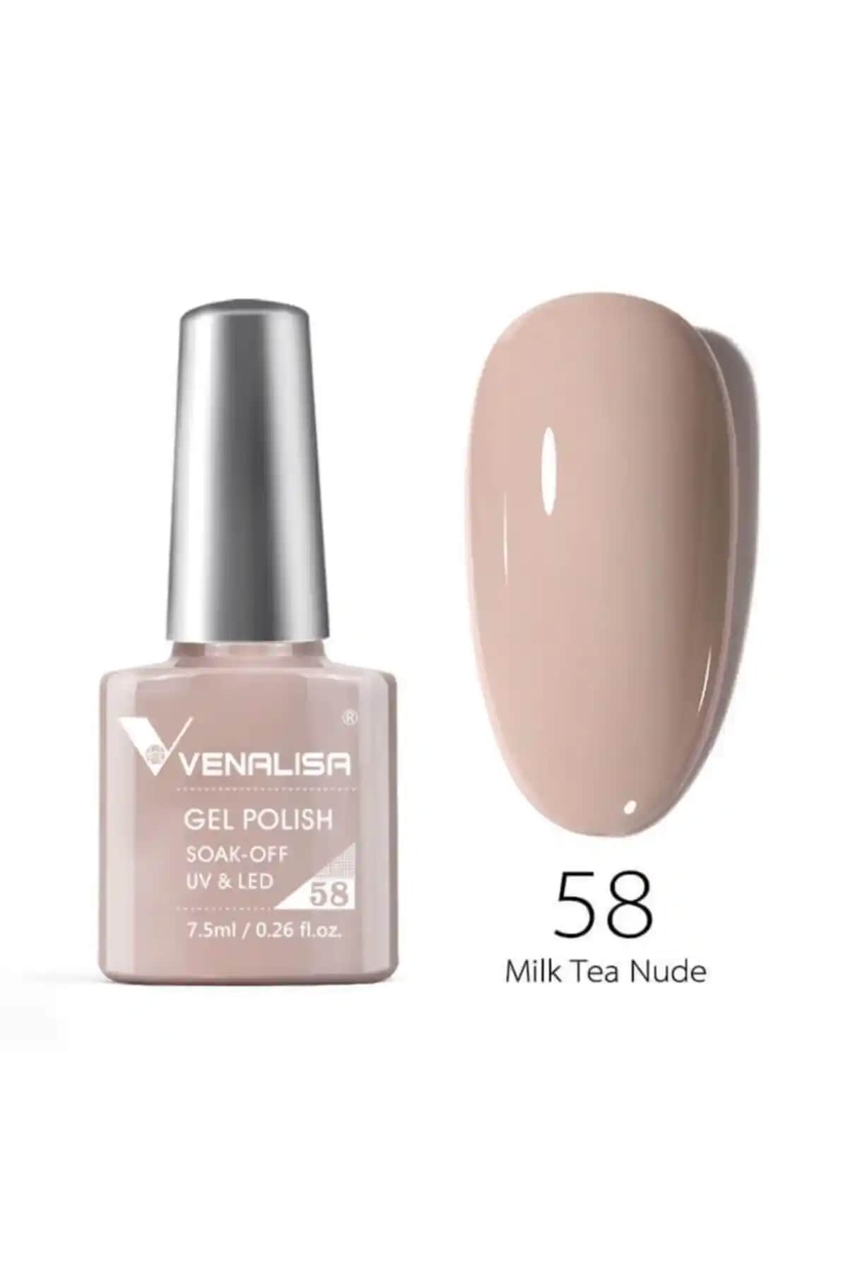 Venalisa 7.5 ml UV Led Kalıcı Oje Milk Tea Nude No.58 - Şık ve Dayanıklı Tırnak Bakımı
