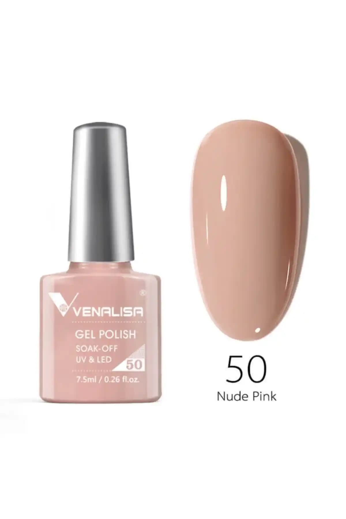 Venalisa 7.5 ml UV LED Kalıcı Oje Nude Pink No.50 - Uzun Süre Dayanan Doğal Görünüm