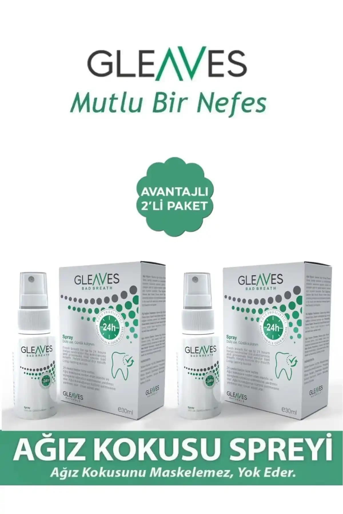 Gleaves Naturals 30ml Ağız Kokusu Önleyici Sprey Doğal İçeriklerle Ferah Nefes Sağlar