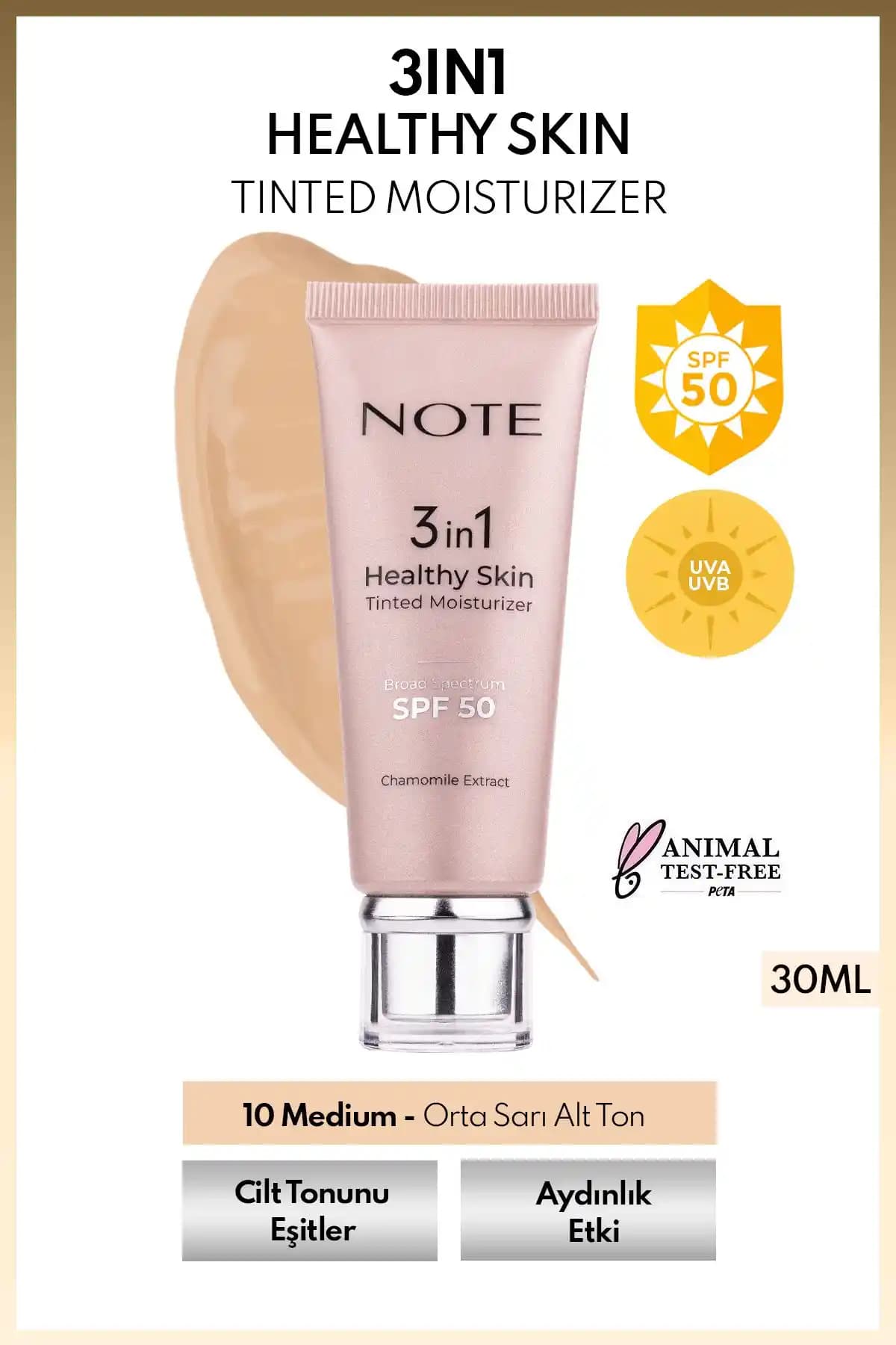 Note Cosmetics 3 in 1 Sağlıklı Cilt Nemlendiricisi SPF 50 ile Doğal ve Parlak Cilt Görünümü