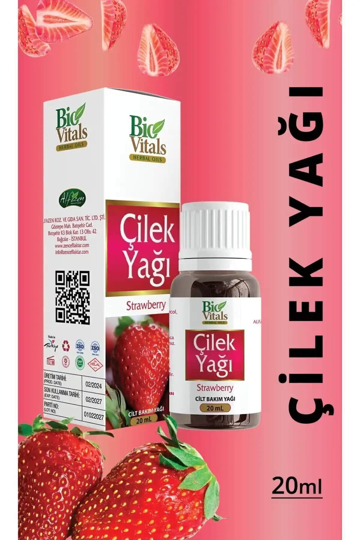 Bio Vitals Çilek Yağı 20ml - Doğal Cilt ve Saç Bakım Ürünü